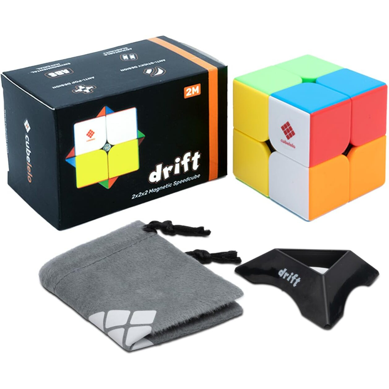 Cubelelo Drift 2M 2X2 Magnetic Stickerless Speedcube | Premium Multicolor Puzzle Cube For Kids & Adults | Ideal For Speedcubing, Brainstorming, And Mental Development | (Smooth & Fast Turns)