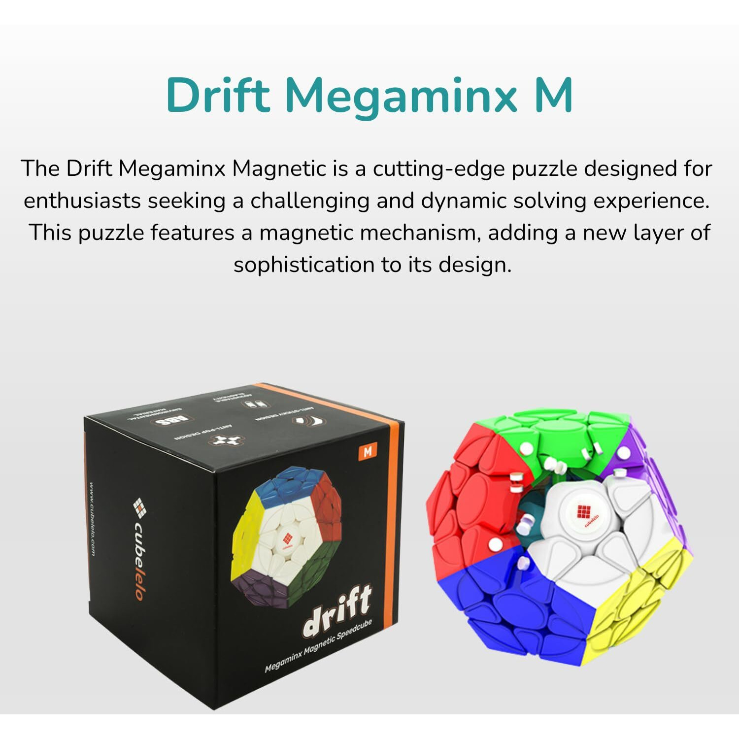 Cubelelo Drift Megaminx M (Magnetic) Stickerless Puzzle - Precision Puzzle For Competitive Solvers, Kids & Adults | Smooth Turning, Durable Design, Ideal For Brain Teasers And Speedcubing Challenges
