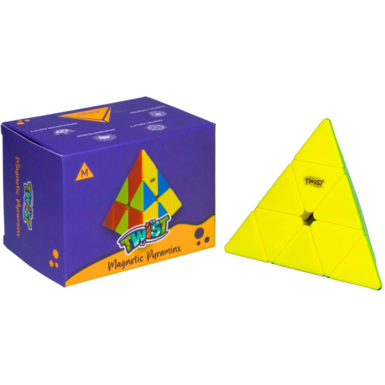 Cubelelo Twist Pyraminx M (Magnetic) | Stickerless Pyramid Triangle High Speed Puzzle For Kids And Adults | Magic Speedy Brainstorming Stressbuster Multicolor Cube