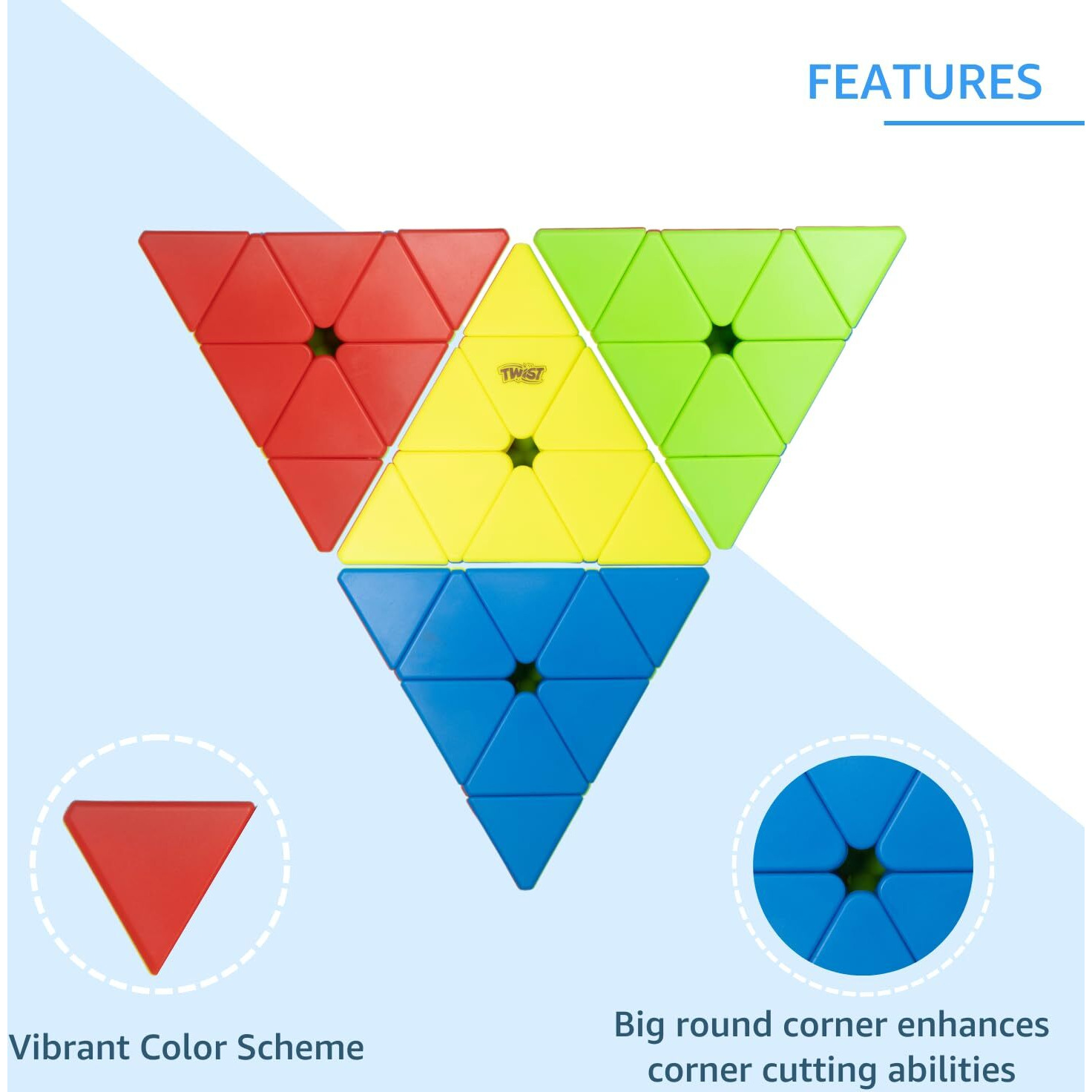 Cubelelo Twist Pyraminx M (Magnetic) | Stickerless Pyramid Triangle High Speed Puzzle For Kids And Adults | Magic Speedy Brainstorming Stressbuster Multicolor Cube