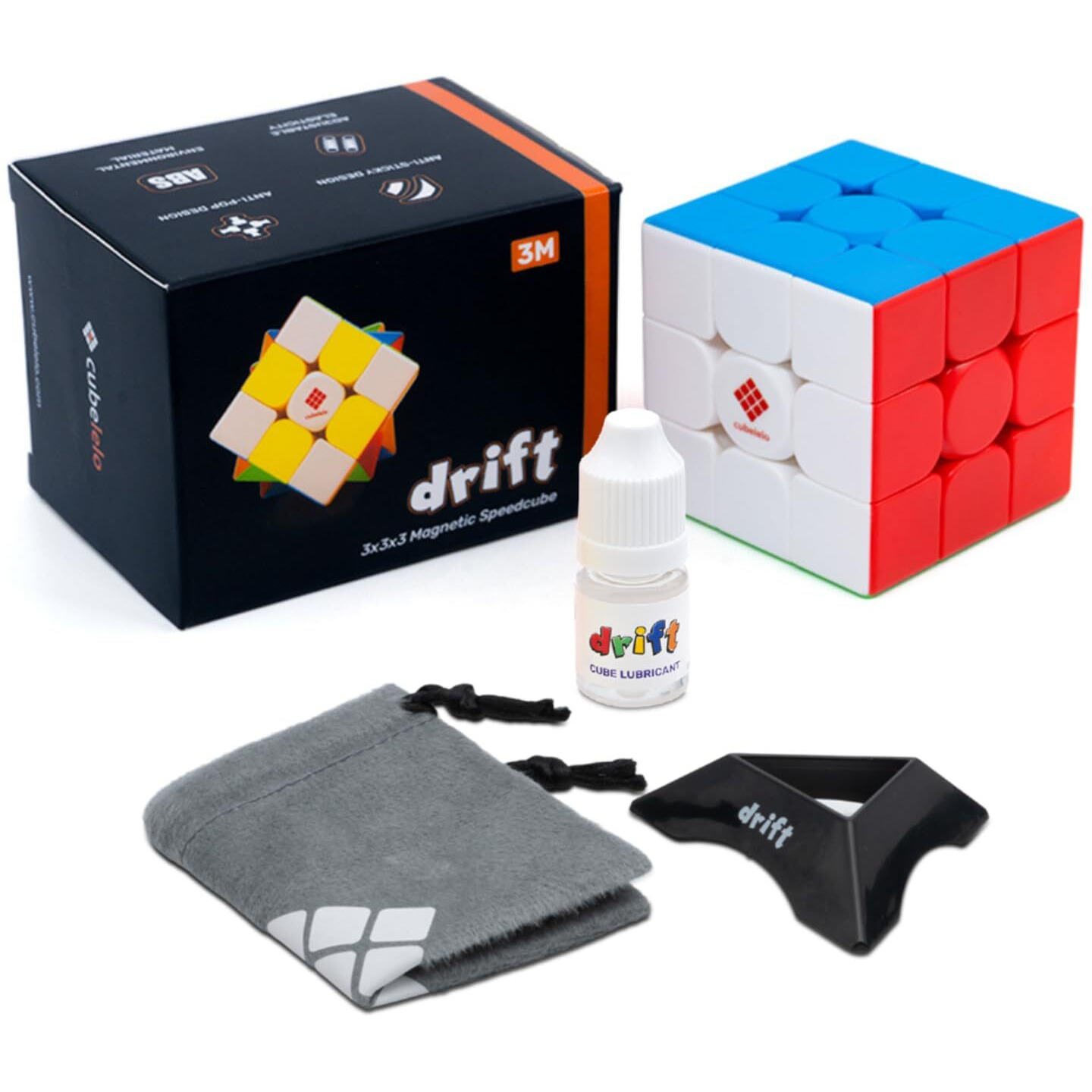 Cubelelo Drift 3M 3X3 Magnetic Speedcube & Premium Cube Lubricant Combo | Drift 3M Features 48 Precision Magnets| Ultra Smooth Buttery Turns | The Perfect Kit For Fast, Precise Solving, Kids