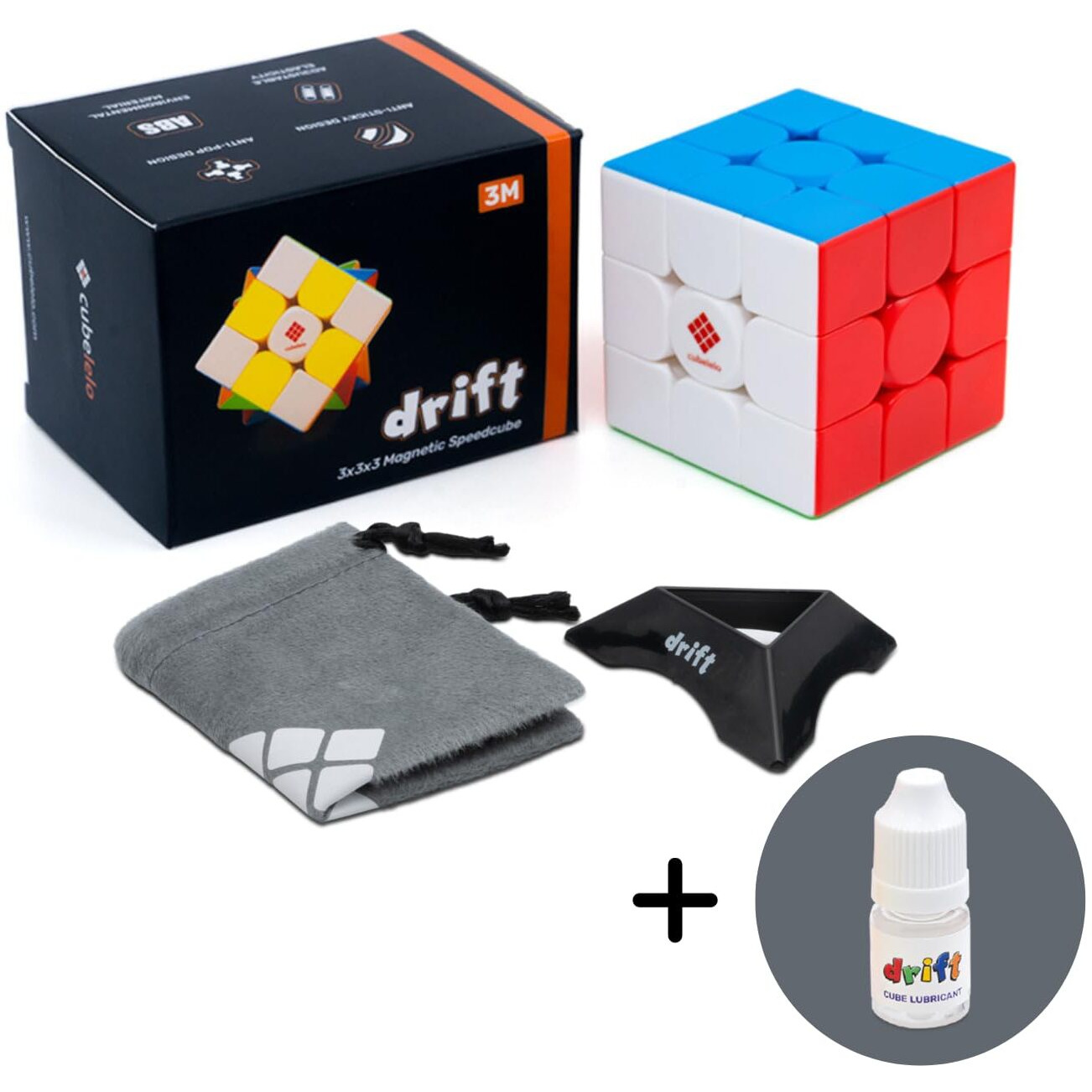 Cubelelo Drift 3M 3X3 Magnetic Speedcube & Premium Cube Lubricant Combo | Drift 3M Features 48 Precision Magnets| Ultra Smooth Buttery Turns | The Perfect Kit For Fast, Precise Solving, Kids