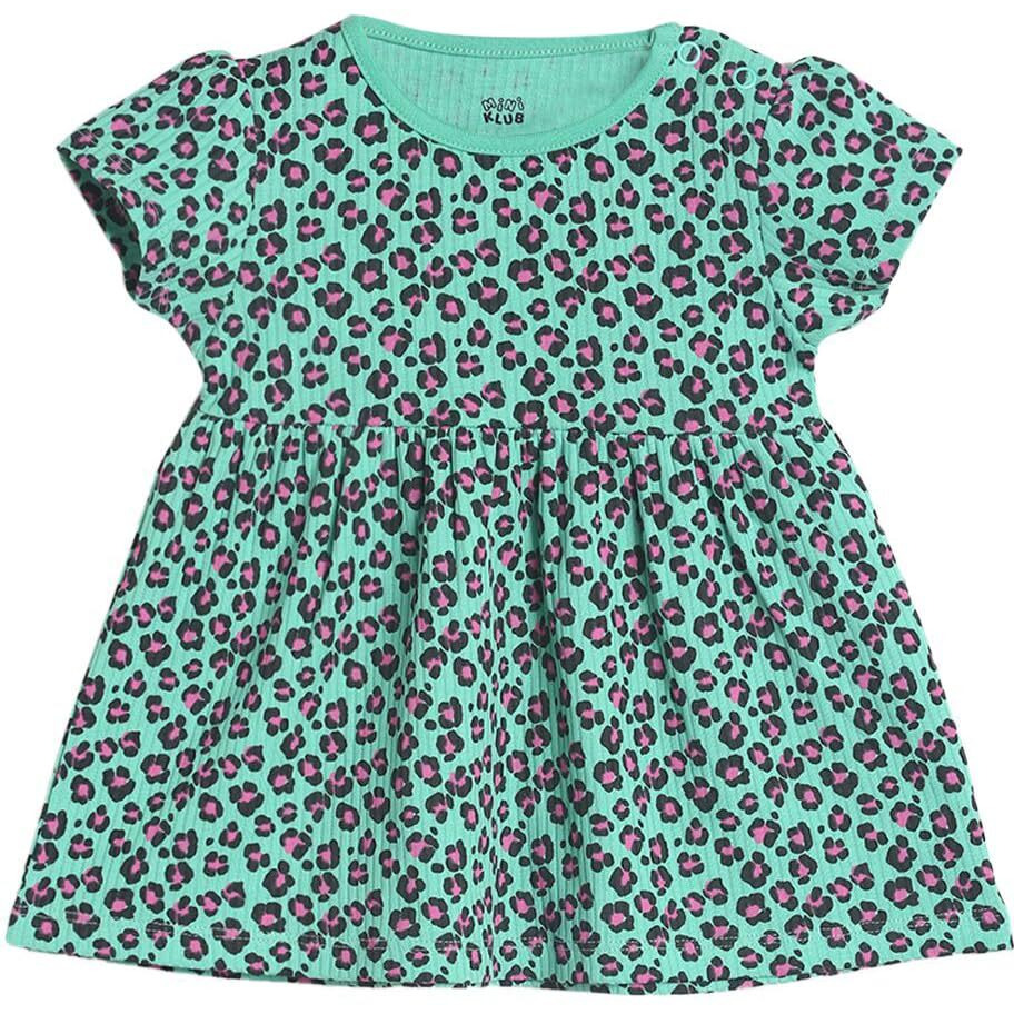 Miniklub Baby Round Neck Short Sleeve Knitted Cotton Green Color Dress (12-18M)
