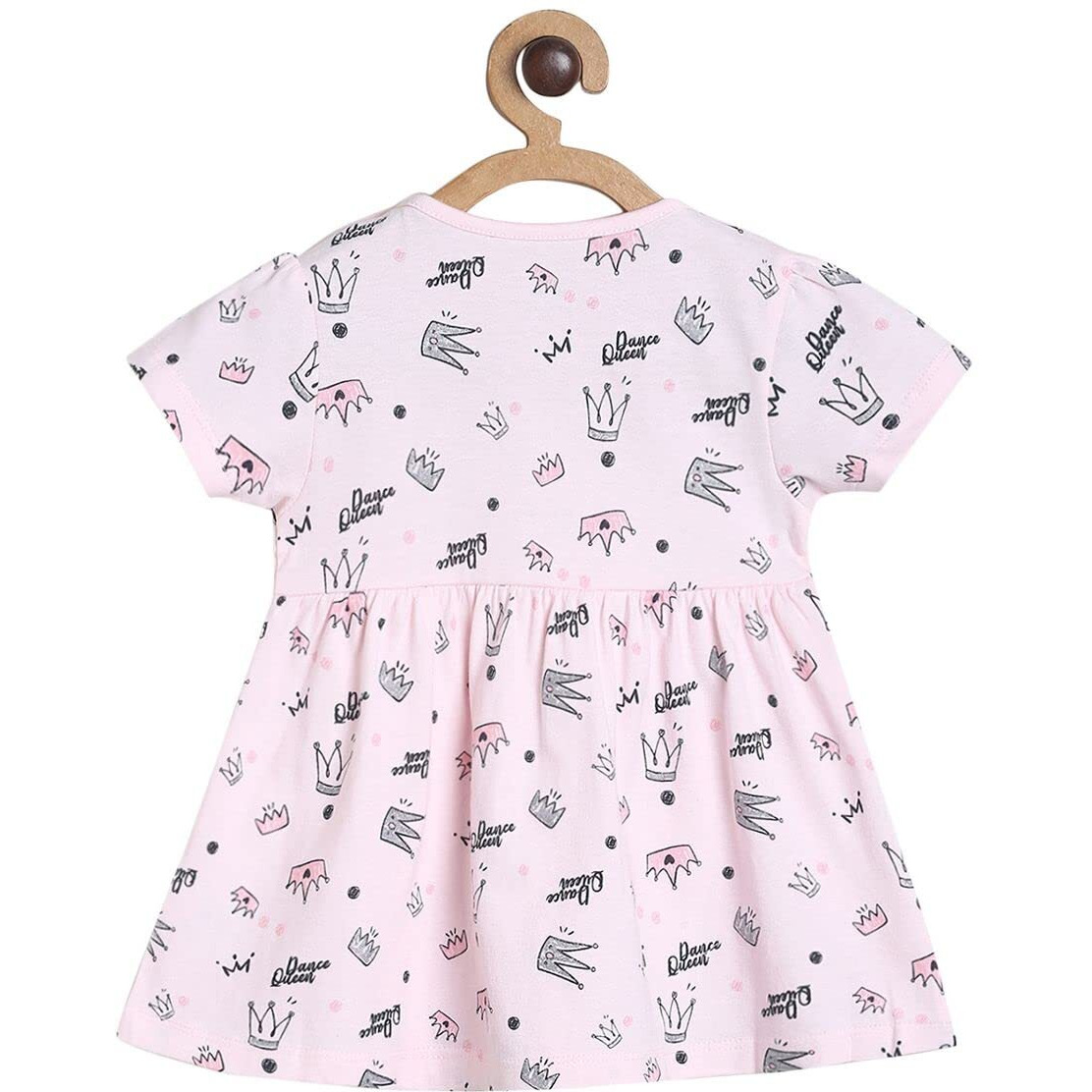 Miniklub Baby Round Neck Short Sleeve Knitted Cotton Grey Color Dress (3-6M)