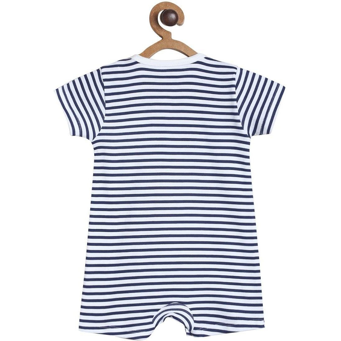 Miniklub Baby Round Neck Short Sleeve Knitted Cotton Grey Color Romper (12-18M)