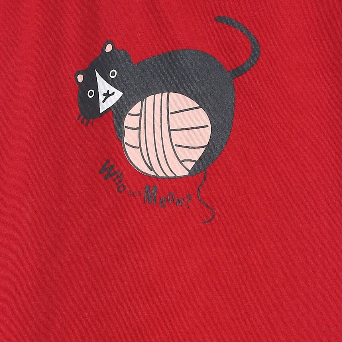 Miniklub Girls Round Neck Short Sleeve Knitted Cotton Red Color Top (2-3Y)