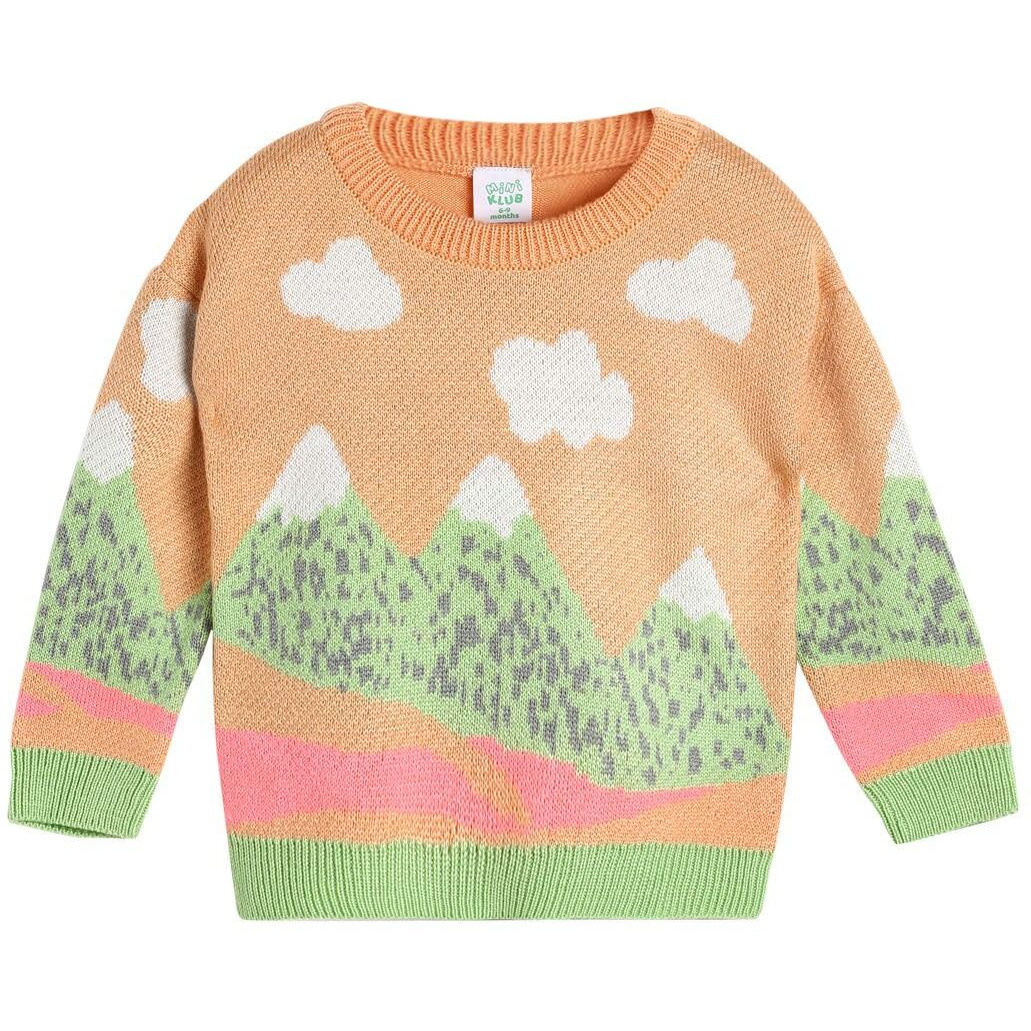 Miniklub Baby Round Neck Full Sleeve Knitted Acrylic Orange Color Sweater (9-12M)