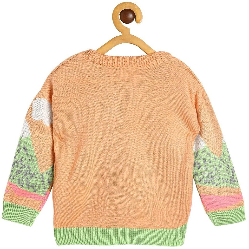 Miniklub Baby Round Neck Full Sleeve Knitted Acrylic Orange Color Sweater (9-12M)