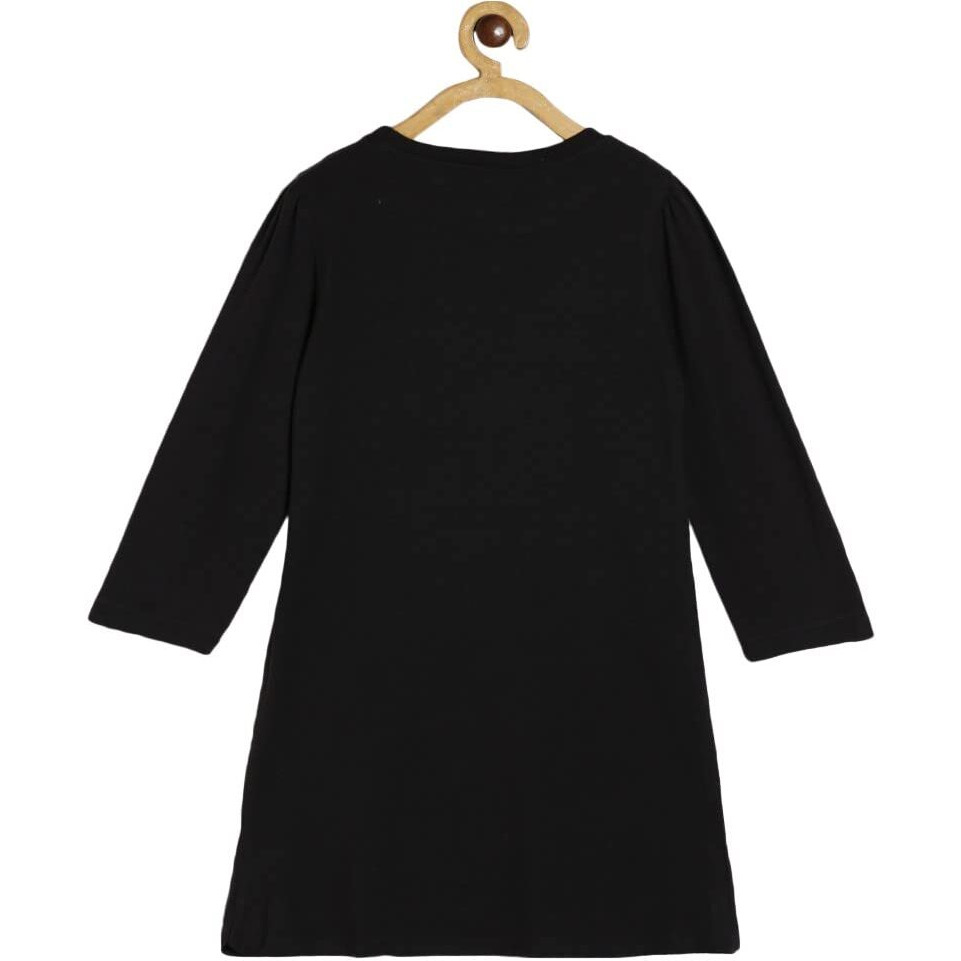 Miniklub Girls Round Neck Long Sleeve Knitted Cotton Black Color Dress (4-5Y)
