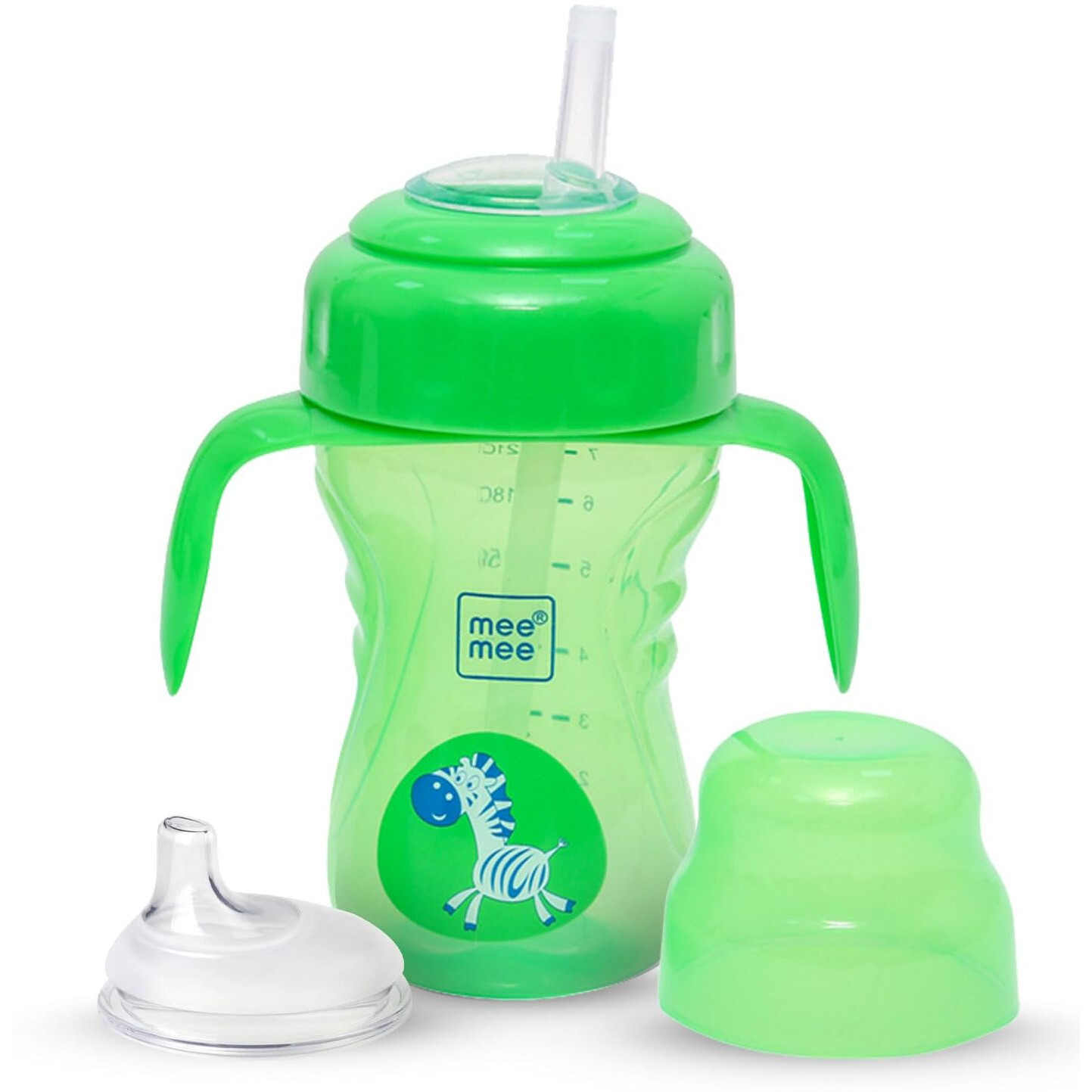Mee Mee 2 In 1 Plastic Sipper Cup With Interchangeable Straw And Spout | Anti-Leak & Detachable Handle | Bpa Free & Non-Toxic | Training Sippy Cup For Babies,Toddlers,Kids 210 Ml (Green)