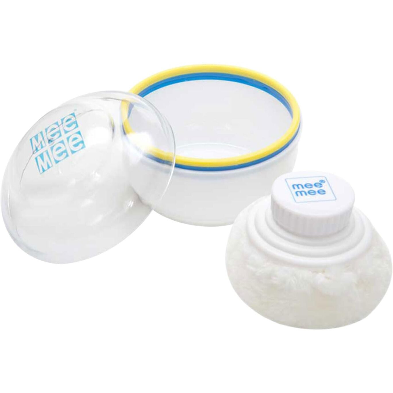 Mee Mee Soft-Feel Blue Powder Puff With With Box Holder Container For New Born And Kids | Gentle Touch For Your Little One's Skin | Bpa-Free (Regular, Light Blue)