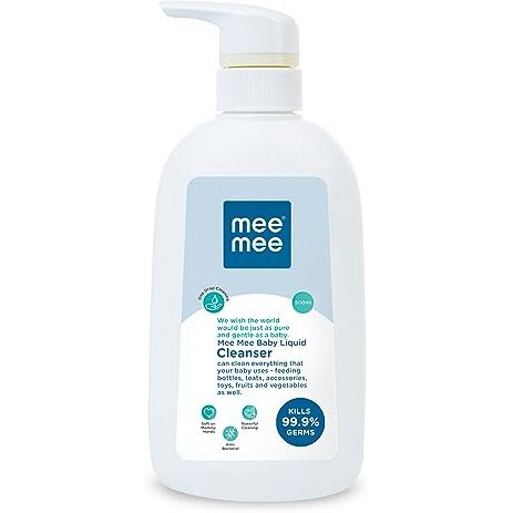 Mee Mee Baby Liquid Cleanser 500Ml, Anti-Bacterial Kills 99.9% Germs | Cleanser For Bottles, Nipples, Accessories, Toys, Fruits & Vegetables | No Alcohol, One Drop Cleaning, Dermatologically Tested