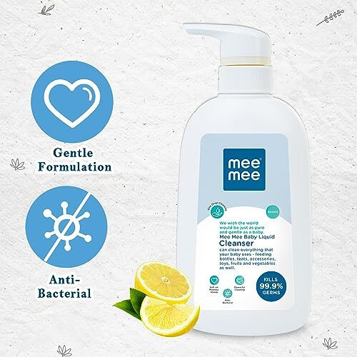 Mee Mee Baby Liquid Cleanser 500Ml, Anti-Bacterial Kills 99.9% Germs | Cleanser For Bottles, Nipples, Accessories, Toys, Fruits & Vegetables | No Alcohol, One Drop Cleaning, Dermatologically Tested
