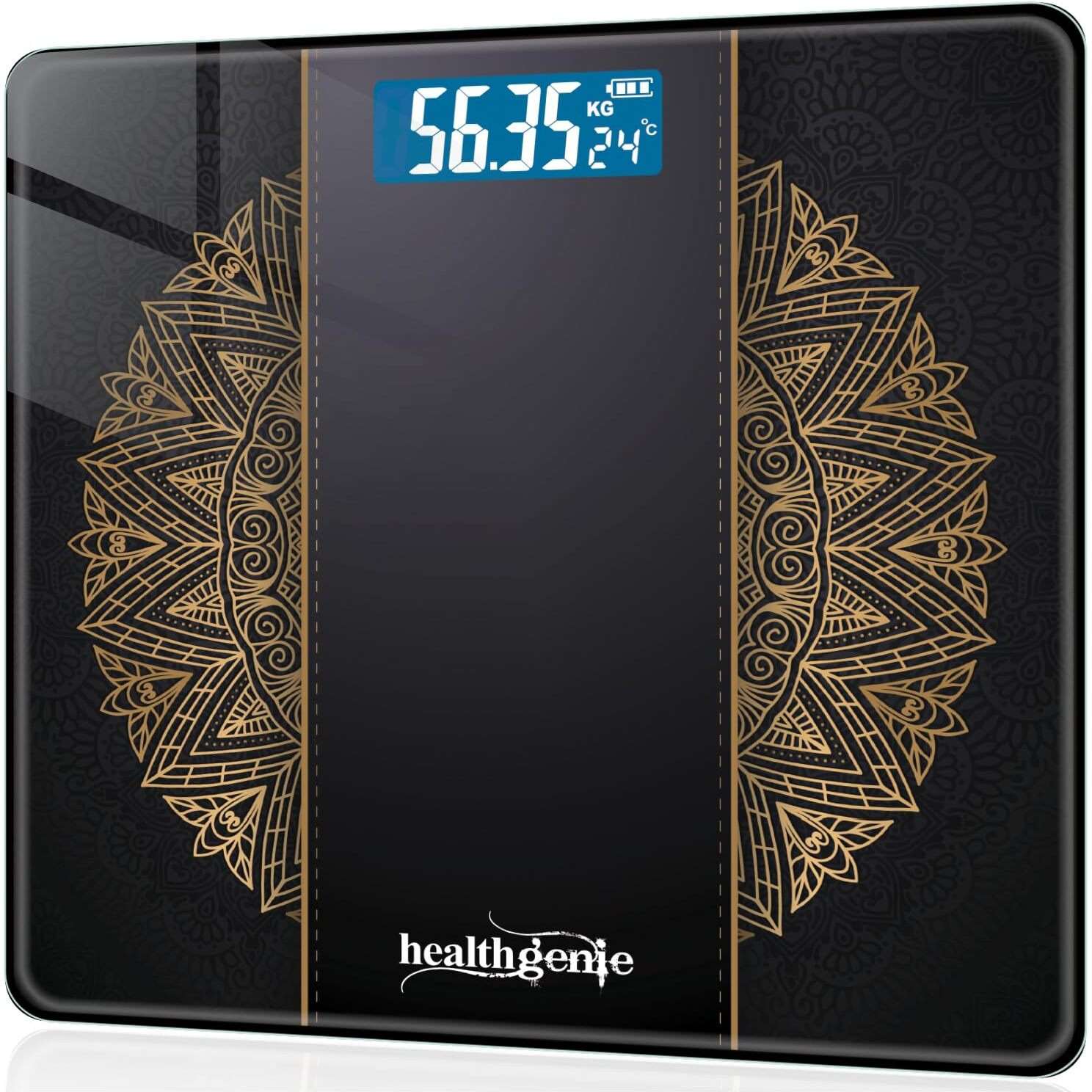Healthgenie Weight Machine For Body Weight With 3 Yrs Warranty & Thick Tempered Glass Lcd Display Digital Weighing Machine (93 Festive) Hd-221, 940 Grams