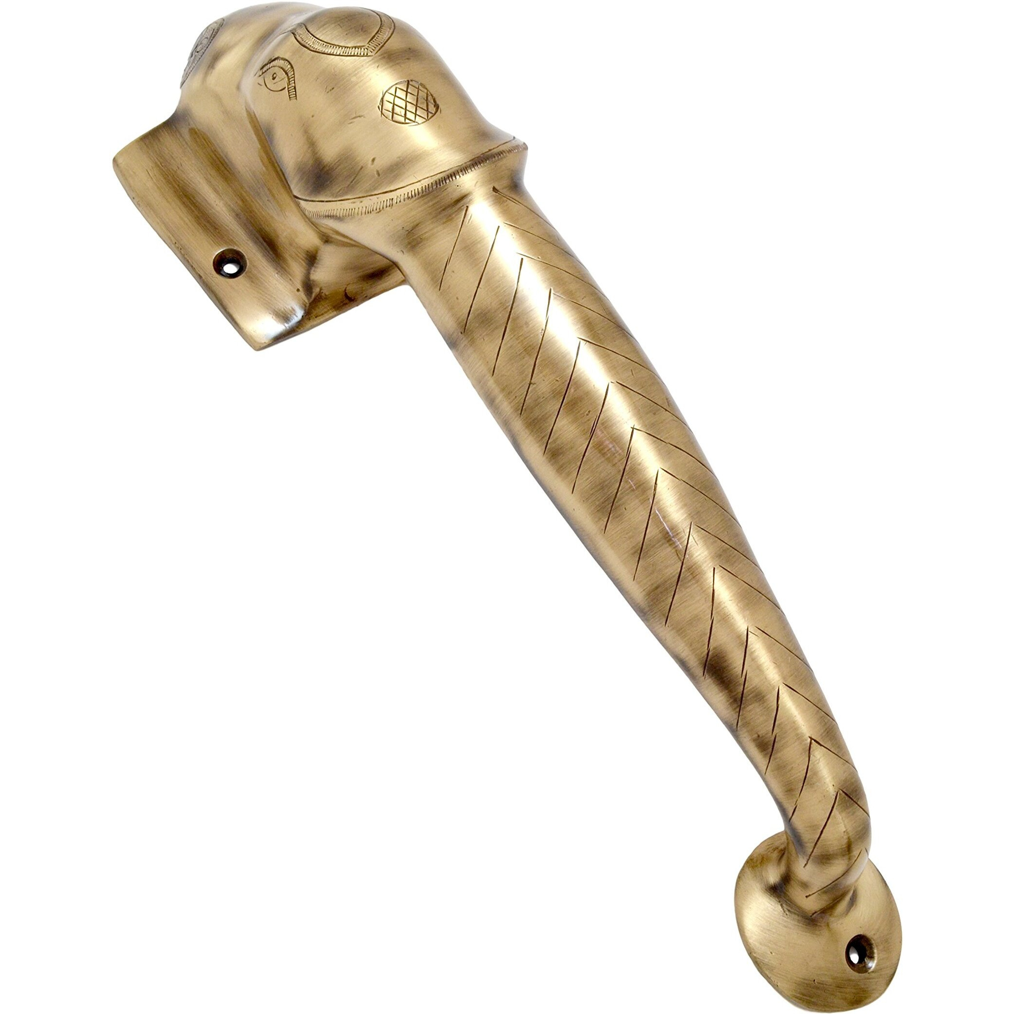 Two Moustaches Brass Elephant Main Door Handle
