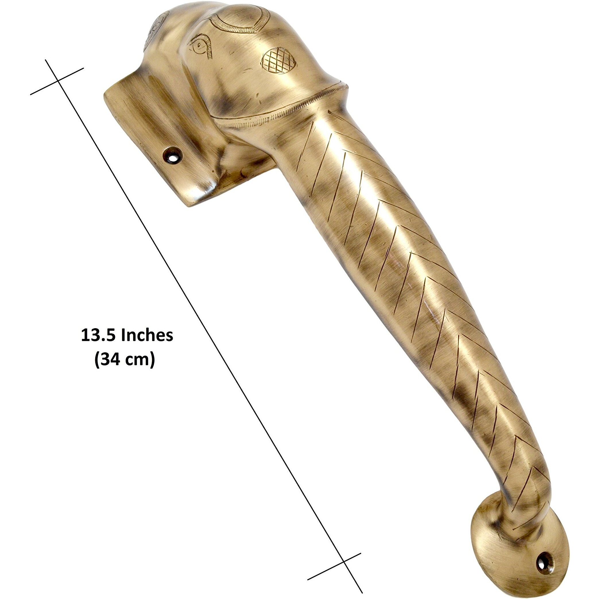 Two Moustaches Brass Elephant Main Door Handle