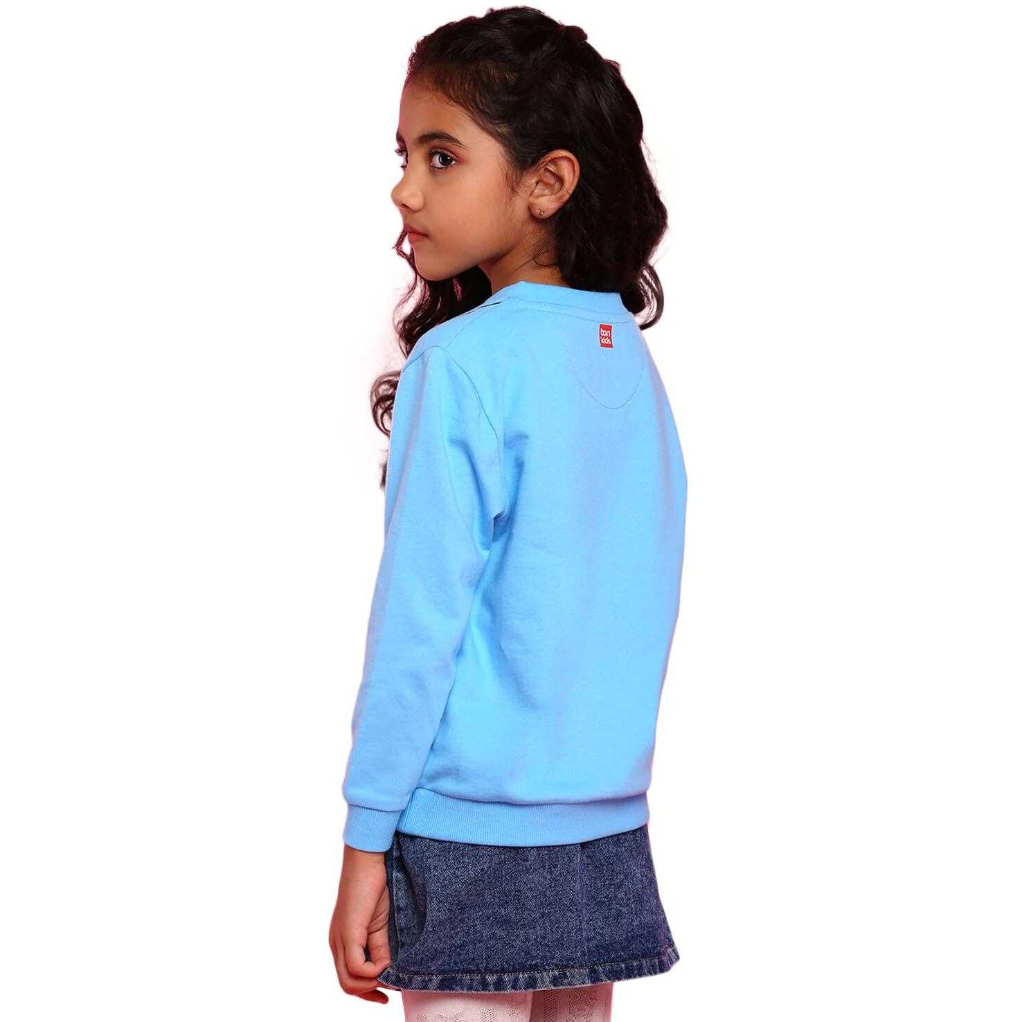 Bon Organik Girl's Cotton Hooded Neck Sweatshirt (Bon9159_Blue1_6-7Y) Blue