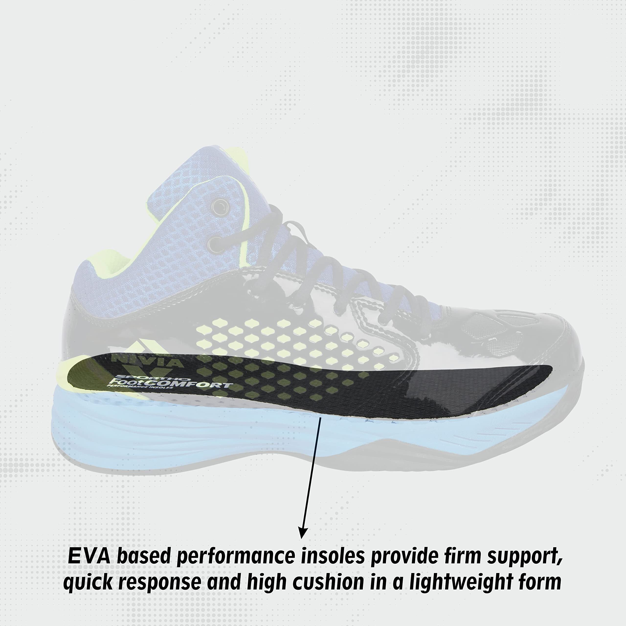 Nivia Warrior-I Basketball, Shoes For Men With Soft Cushion Eva Inner Insole Better Fit, And Smooth, Comfortable Shoes, (Black Blue And Green) Size - 12