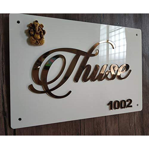 Aarushi Creations Acrylic Name Plate (12 X 8 Inch, White)