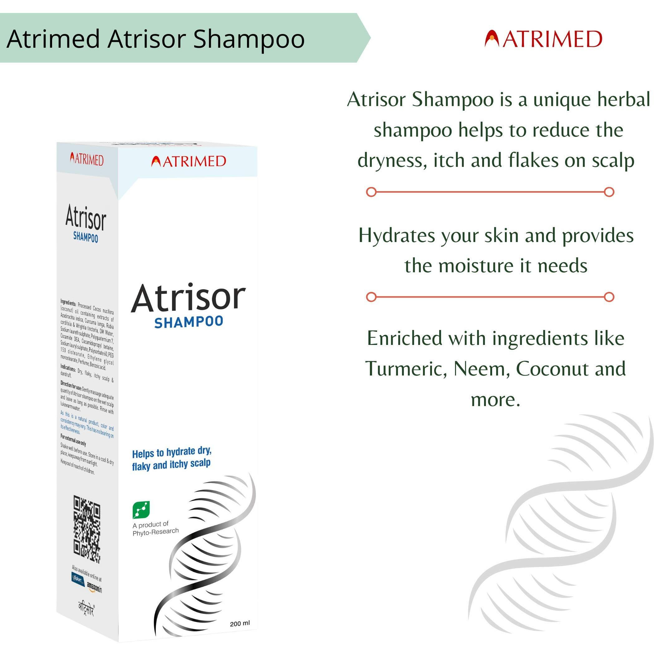 Atrimed Atrisor Shampoo For Psoriasis, Dry, Itchy, Flaky Scalp (Pack Of 2, 200 Ml)