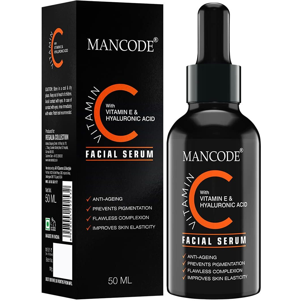 Mancode Vitamin C Facial Serum For Anti Aging And Wrinkle Remover With Vitamin E & Hyaluronic Acid (50 Ml)