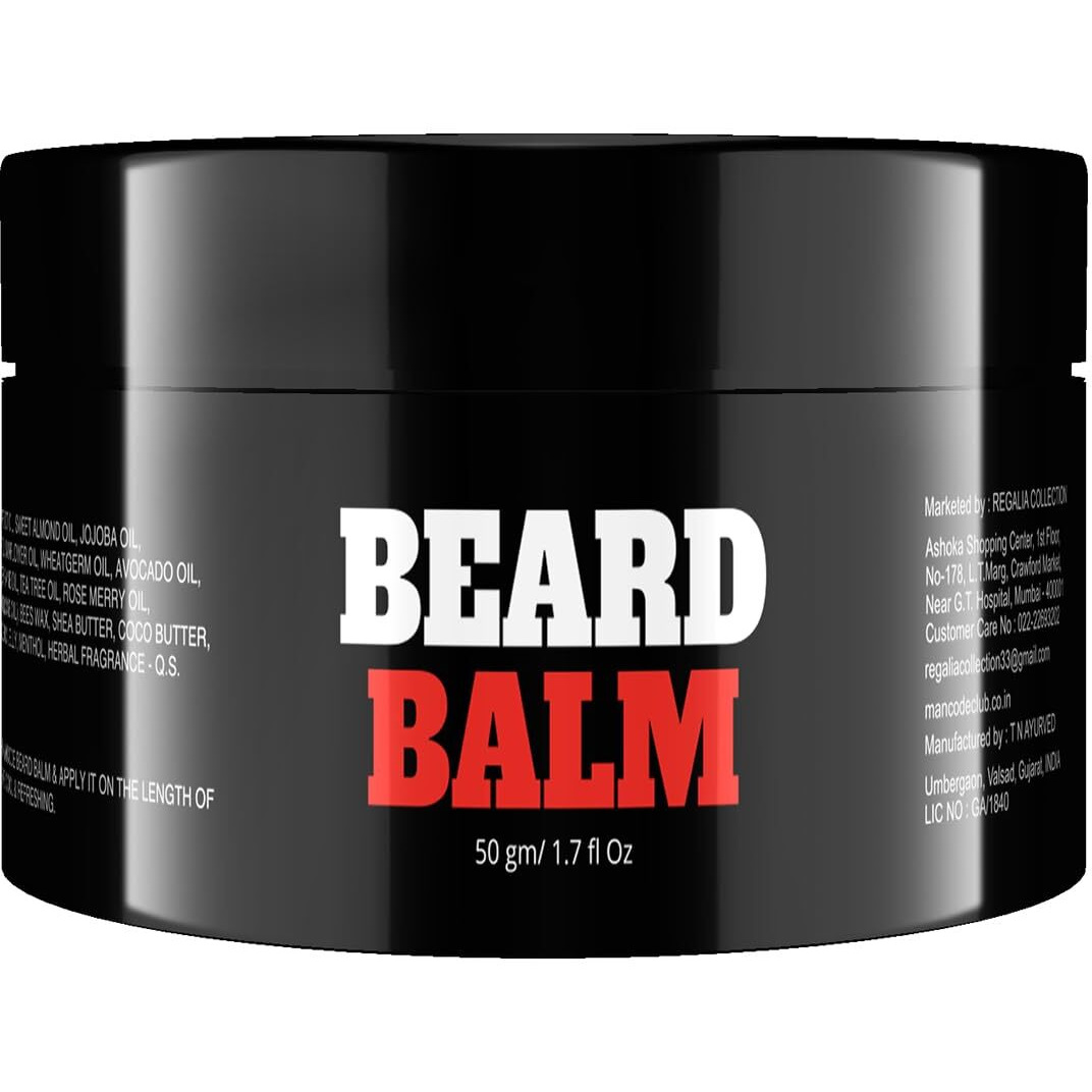Mancode Beard Balm For Men - 50Gm | Softens Moisturizes Mooch & Beard | Long Lasting Nourishment | Prevents Dryness | Boost Shine And Volumizes Beards Beeswax Shea Butter And Essential Oils Pack Of 1