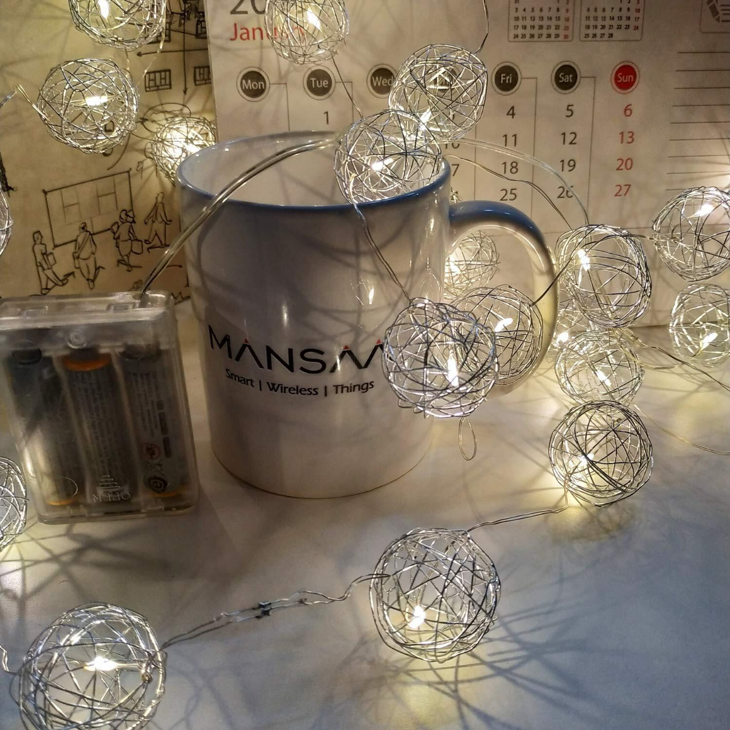 Mansaa Led Lights For Decoration | 18 Months Warranty, 35 Silver Balls | Christmas Decorations, Light Decor, Christmas Lights, Lights For Decoration, Christmas Decor With 3.5 Mtr Length (White,1 Pack)
