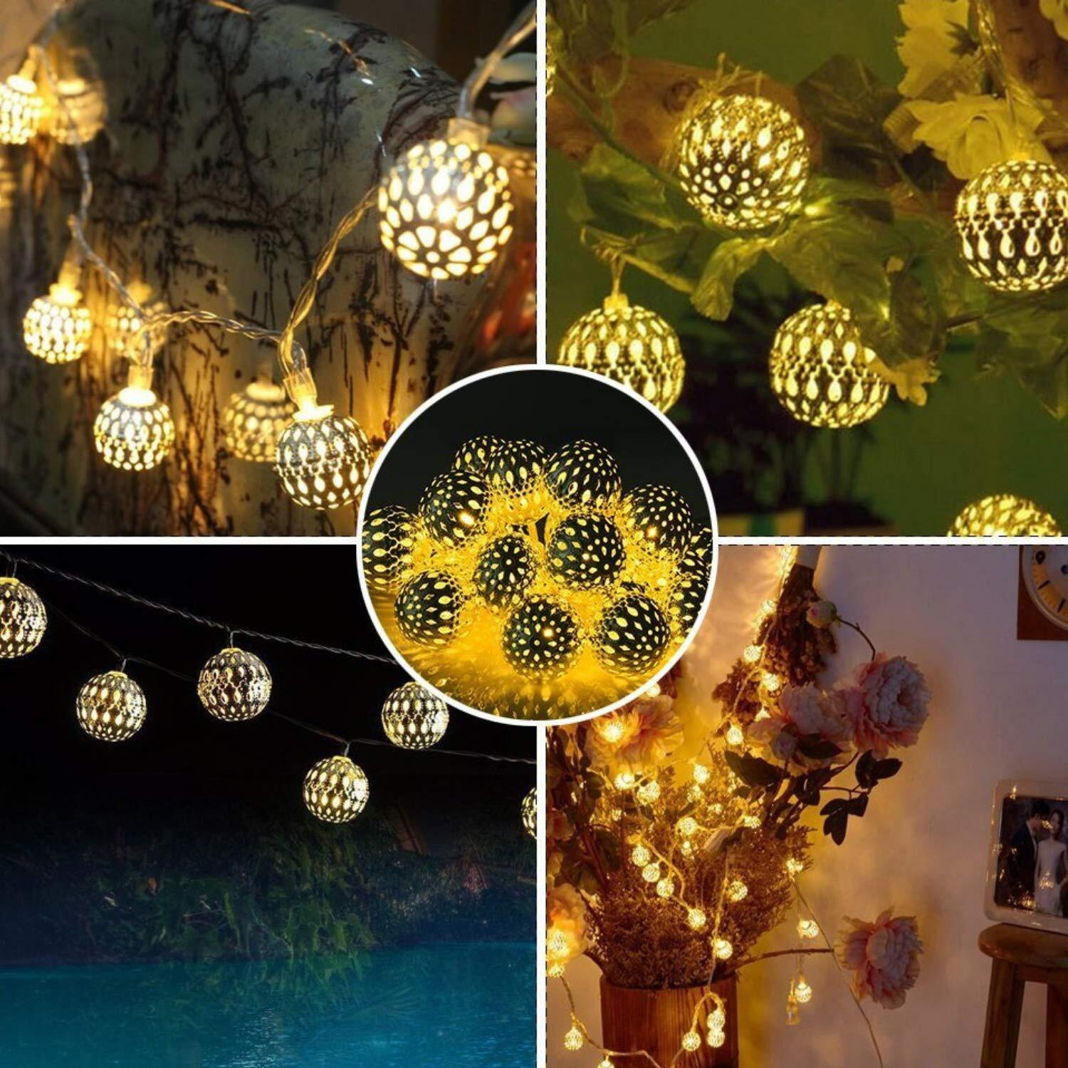 Mansaa Led Lights For Decoration | 18 Months Warranty, 35 Moroccan Balls | Christmas Decorations, Light Decor, Christmas Lights, Lights For Decoration, Christmas Decor, 3.5 Mtr Length (Yellow, 1 Pack)
