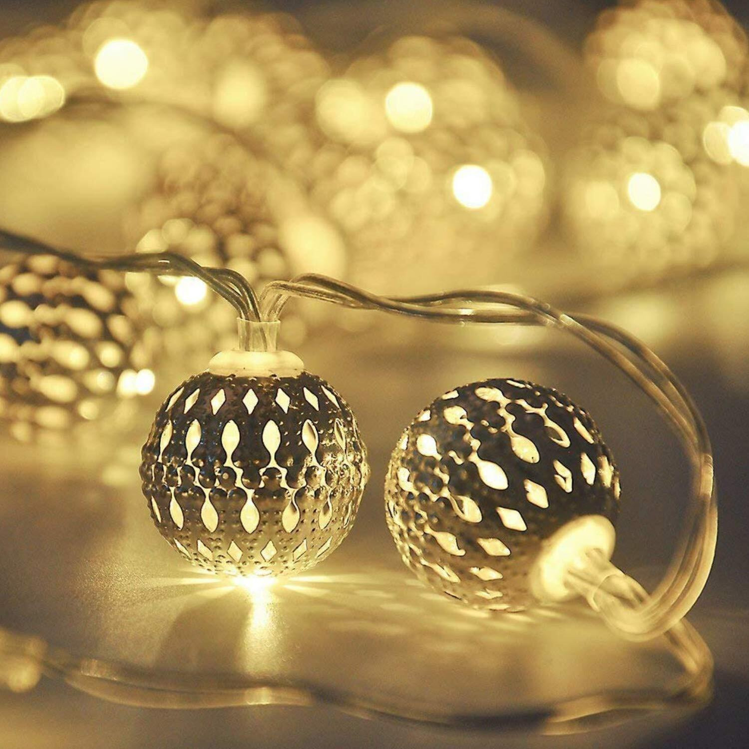 Mansaa Led Lights For Decoration | 18 Months Warranty, 35 Moroccan Balls | Christmas Decorations, Light Decor, Christmas Lights, Lights For Decoration, Christmas Decor, 3.5 Mtr Length (Yellow, 1 Pack)