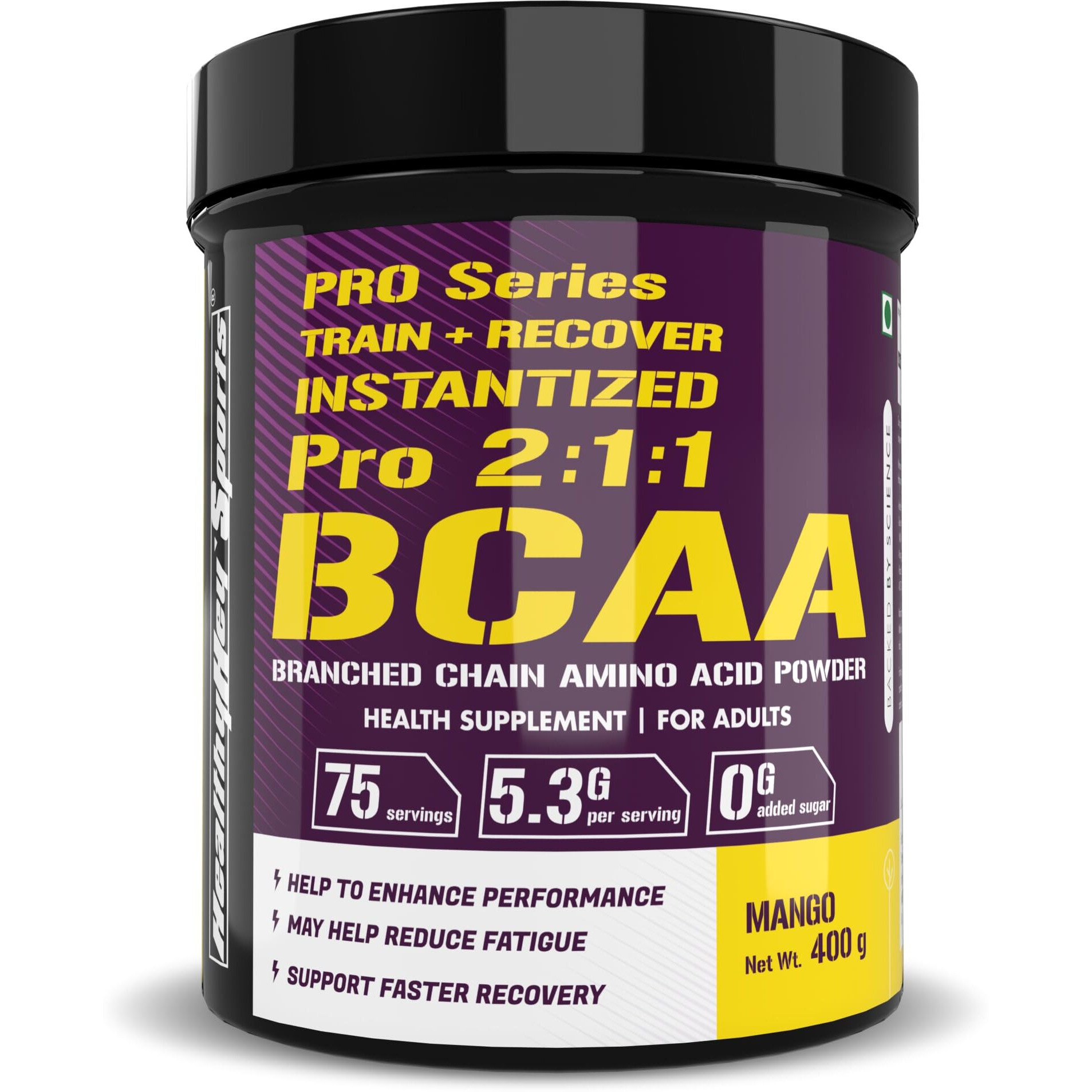 Healthyhey Sports Bcaa Powder Instantized 211, Branched Chain Amino Acids - 66 Servings (Mango Candy, 400 G)