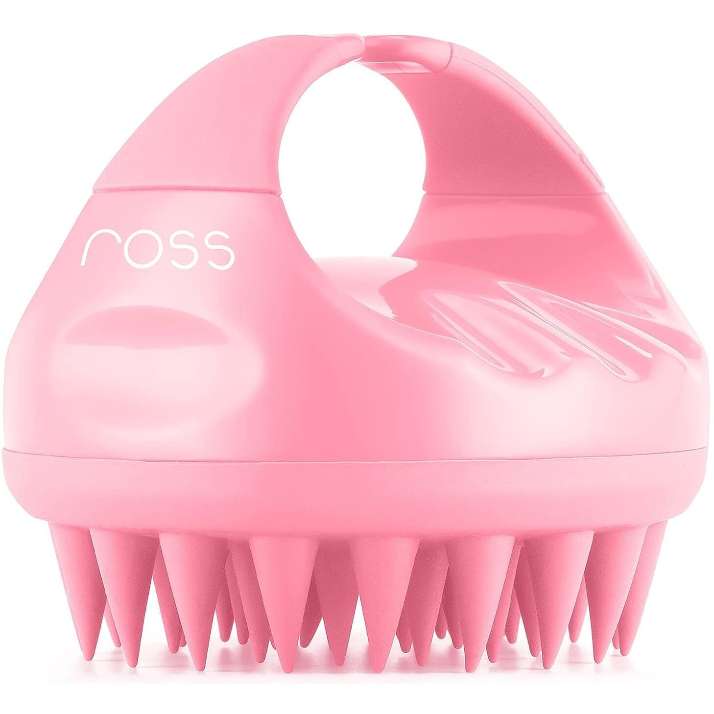 Ross Hair Scalp Manual Massager Shampoo Hair Brush With Soft Silicone Bristles For Anti Dandruff, Exfoliating Care (Light Pink)