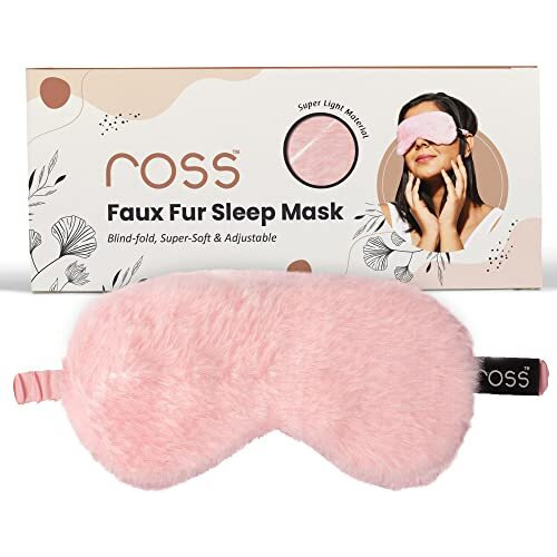 Ross 100% Mulberry Silk Faux Fur Sleep Mask Eye Mask, Super Smooth For Blind Fold (Pink - Fur)