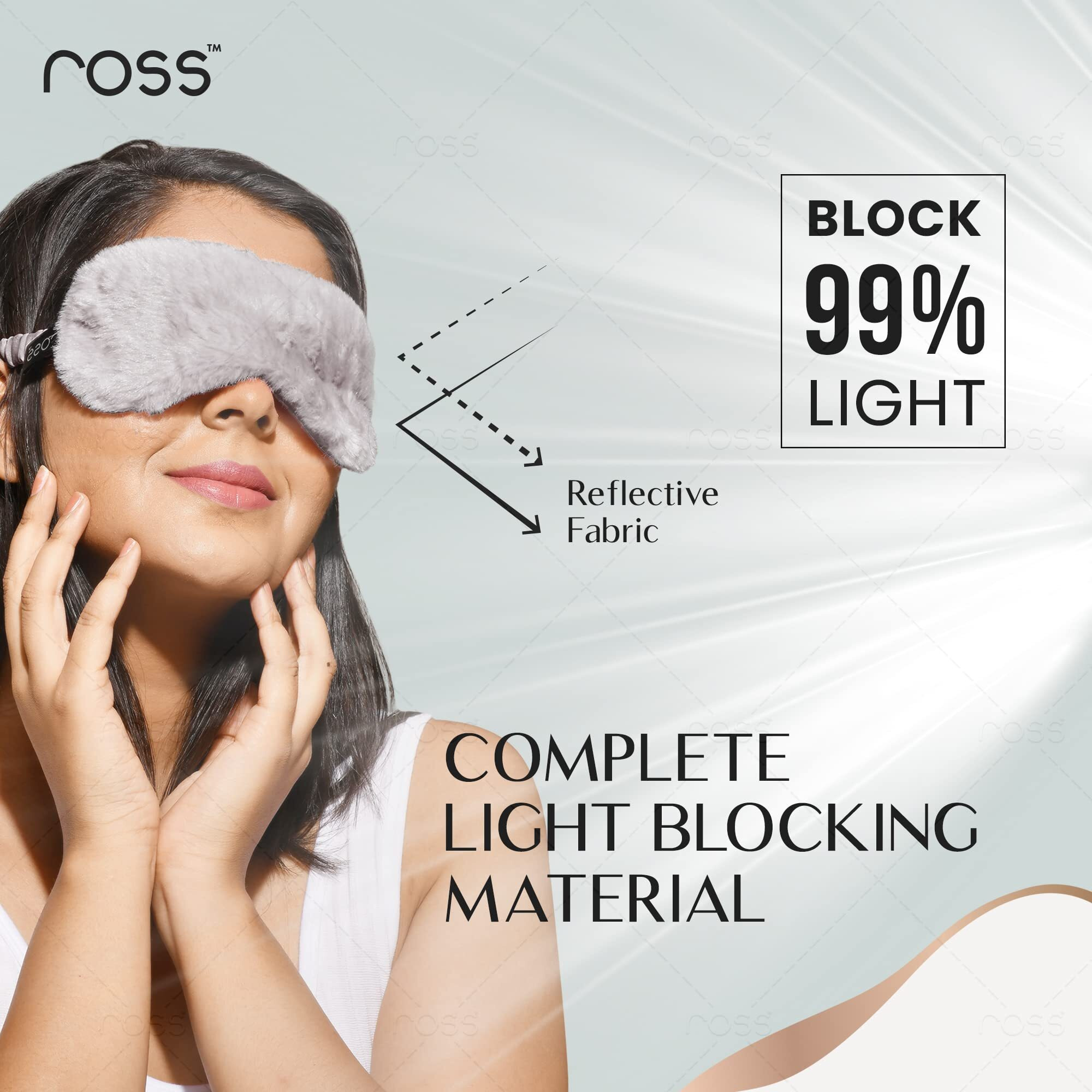 Ross 100% Mulberry Silk Faux Fur Sleep Mask Eye Mask, Super Smooth For Blind Fold (Grey - Fur)