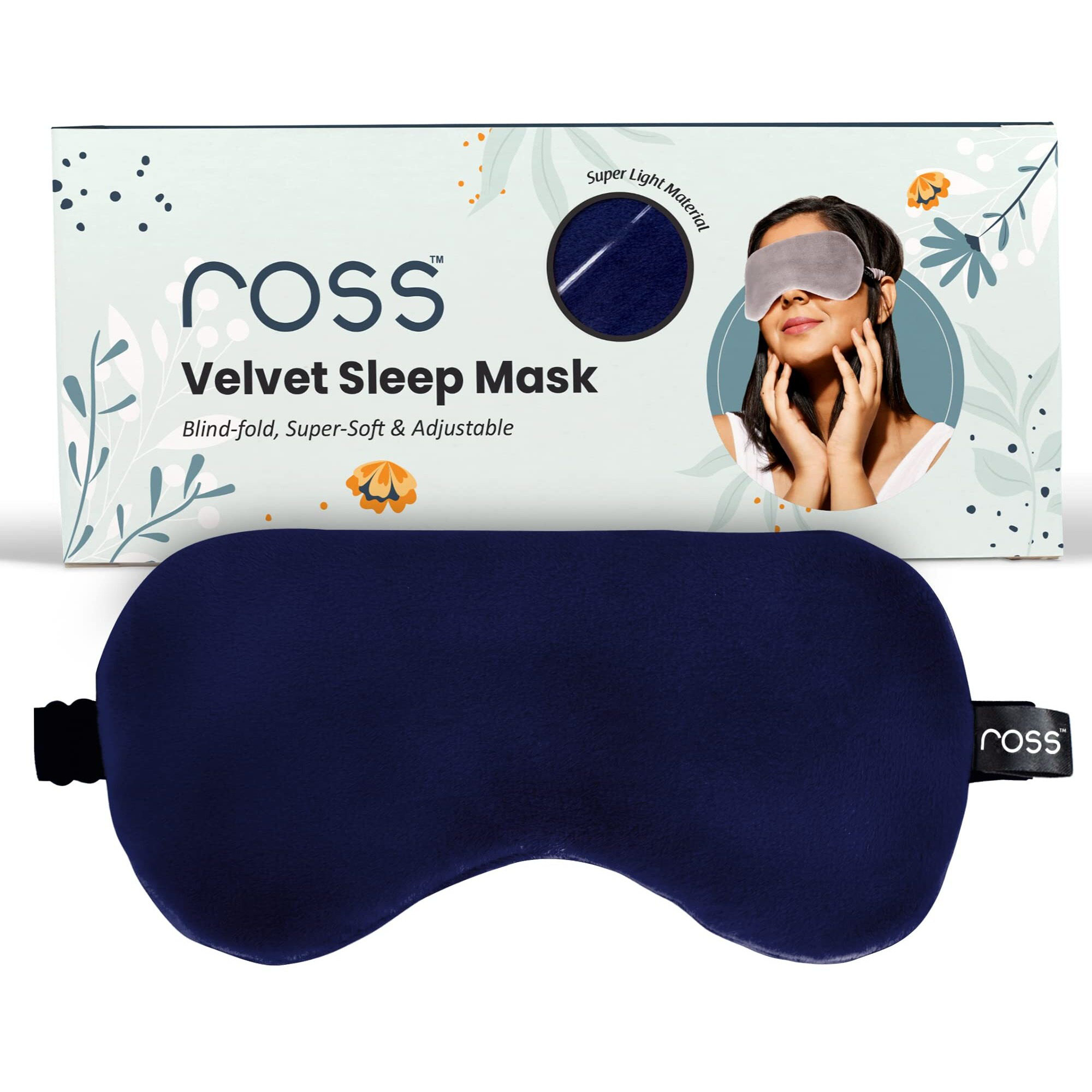 Ross Breathable Sleep Eye Mask With Super Smooth And Adjustable Strap- Super Soft & Cozy, Blindfold And Travelling- Blue