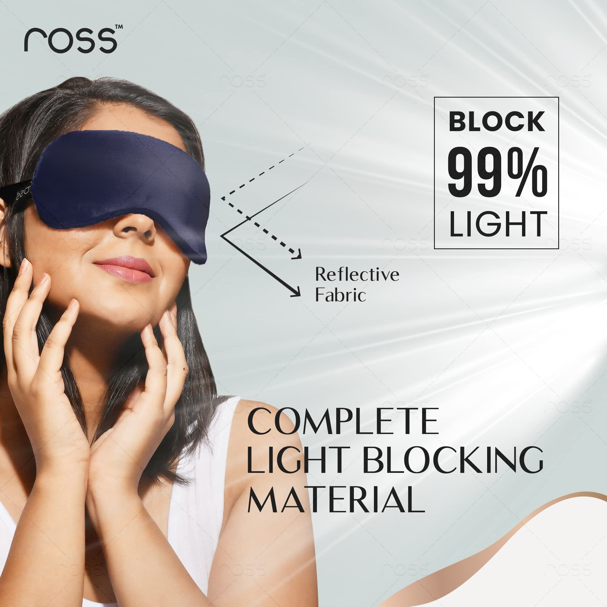 Ross Breathable Sleep Eye Mask With Super Smooth And Adjustable Strap- Super Soft & Cozy, Blindfold And Travelling- Blue
