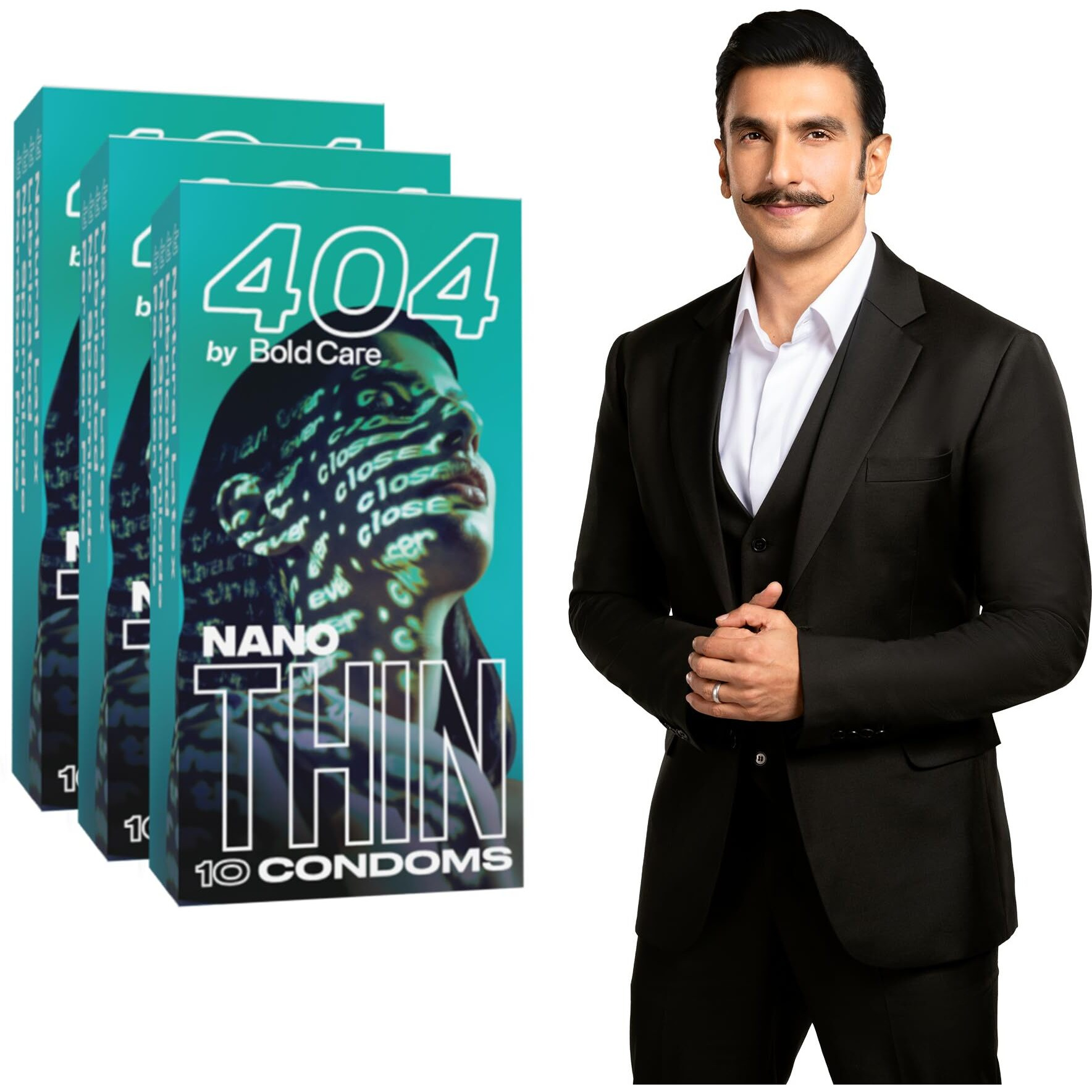 Bold Care 404 Super Nano Thin Condoms For Men - 50 Microns - Intense Fit - Barely There Feel - 10 Units (Pack Of 3)