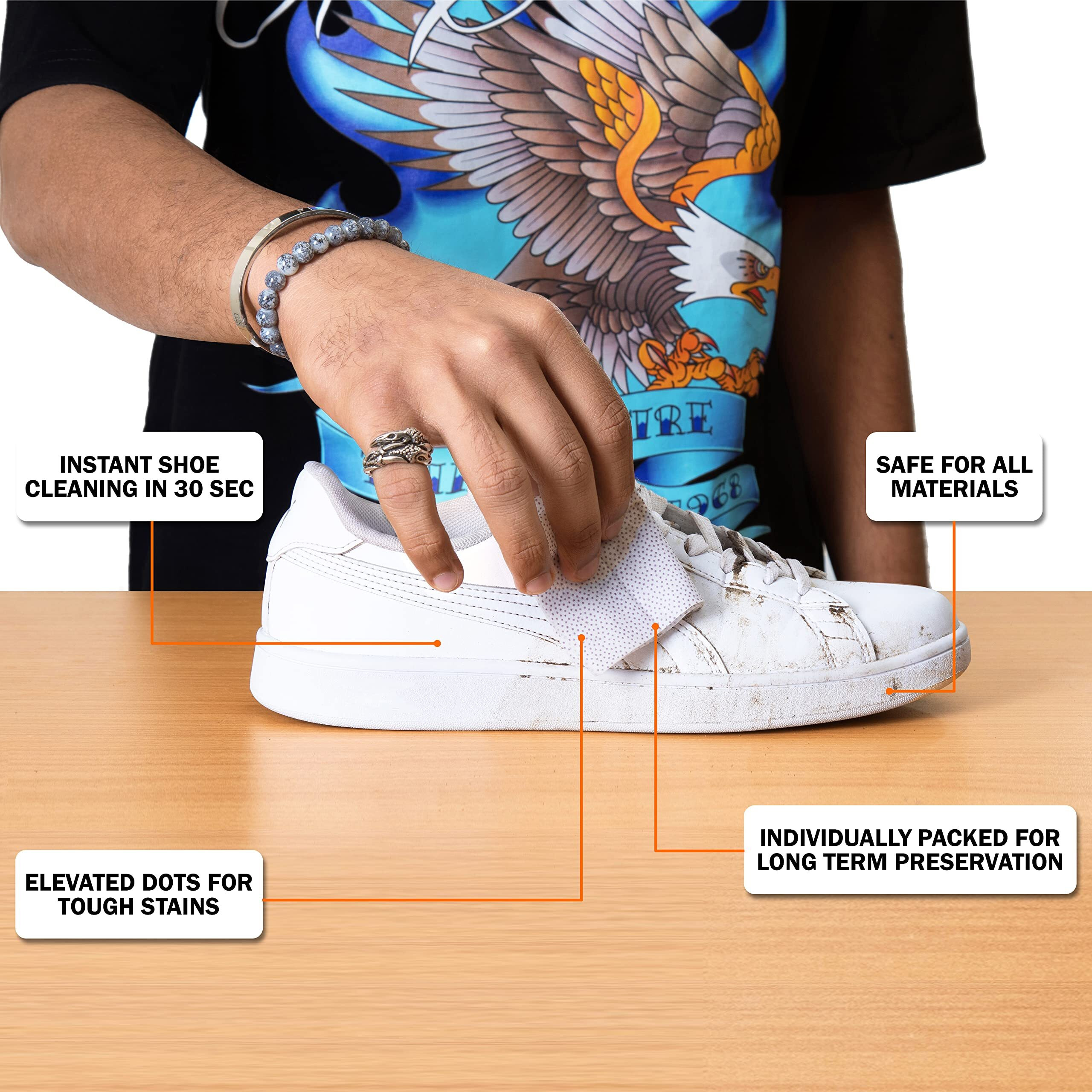 Sneakare 24 Pack Shoe Wipes, Premium Sneaker Cleaner, Sneaker Cleaner Wipes, Travel-Friendly, Disposable Shoe Cleaning Wipes, White Shoe Cleaner, Textured Shoe Cleaner Wipes