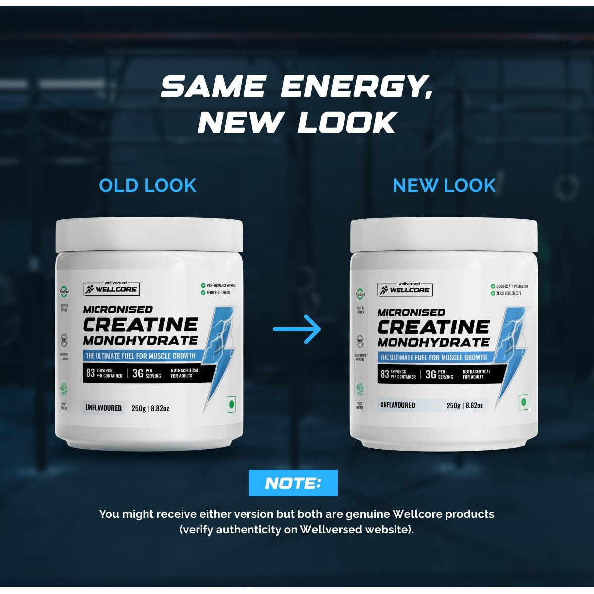 Wellcore - Pure Micronised Creatine Monohydrate | Unflavoured (250G, 83 Servings) | Rapid Absorption | Enhanced Muscle Strength & Power | Fast Recovery | Increased Muscle Mass