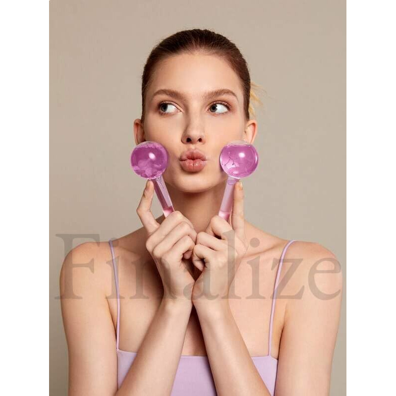 Finalize Facial Ice Globe,Smart Cool Face Roller Ball, Facial Massage Tools For For Neck Eye Circle Reduce Puffiness Anti Ageing Wriknles Soothing Firming Skin 2Pcs-Multi