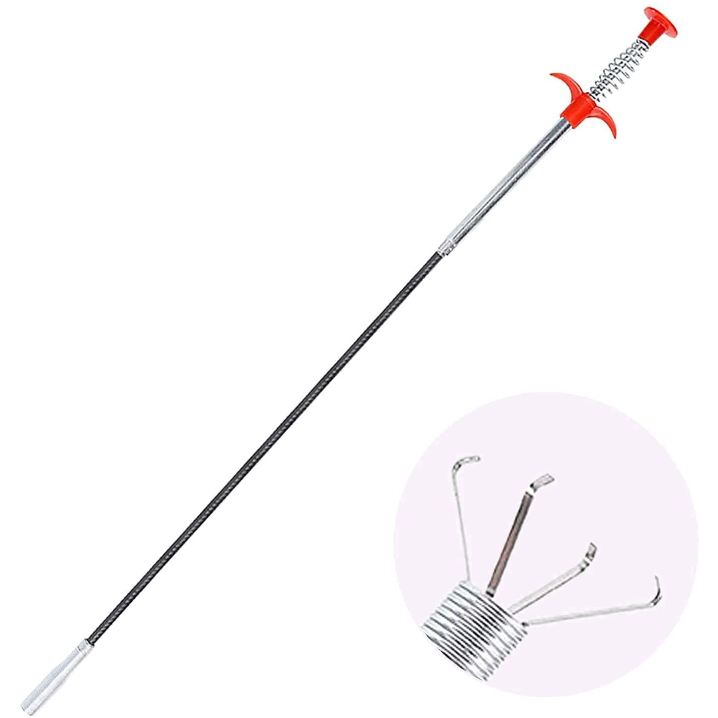 Jenico World Plastic Drain Pipe Cleaning Spring Stick, Hair Catching Drain Pipe Cleaning Claw Wire, Sink Cleaning Stick Sewer Sink Tub Dredge Remover, Spring Drain Pipe Basin Cleaner Tool (160 Cm)