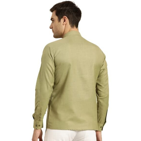 Sojanya (Since 1958, Men's Cotton Pista Green Short Kurta, Size 40