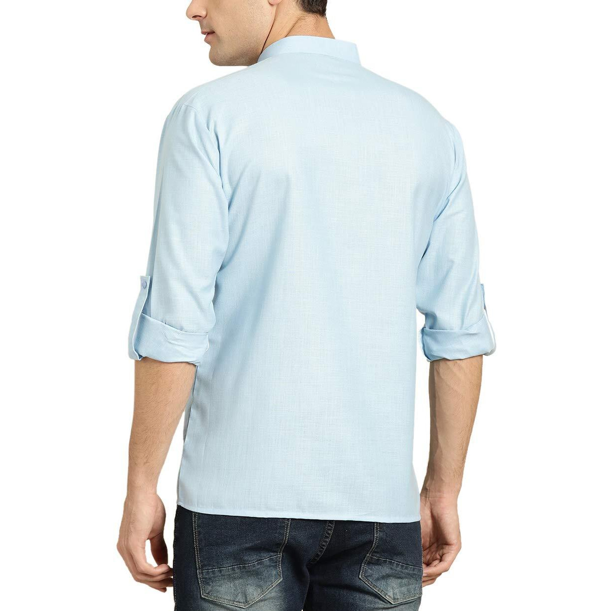 Sojanya (Since 1958, Men's Cotton Blue Short Kurta, Size 40