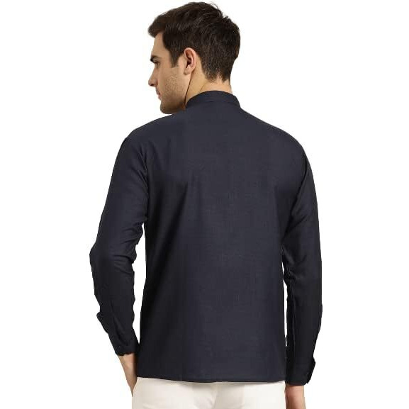 Sojanya (Since 1958, Men's Cotton Navy Blue Short Kurta, Size 42