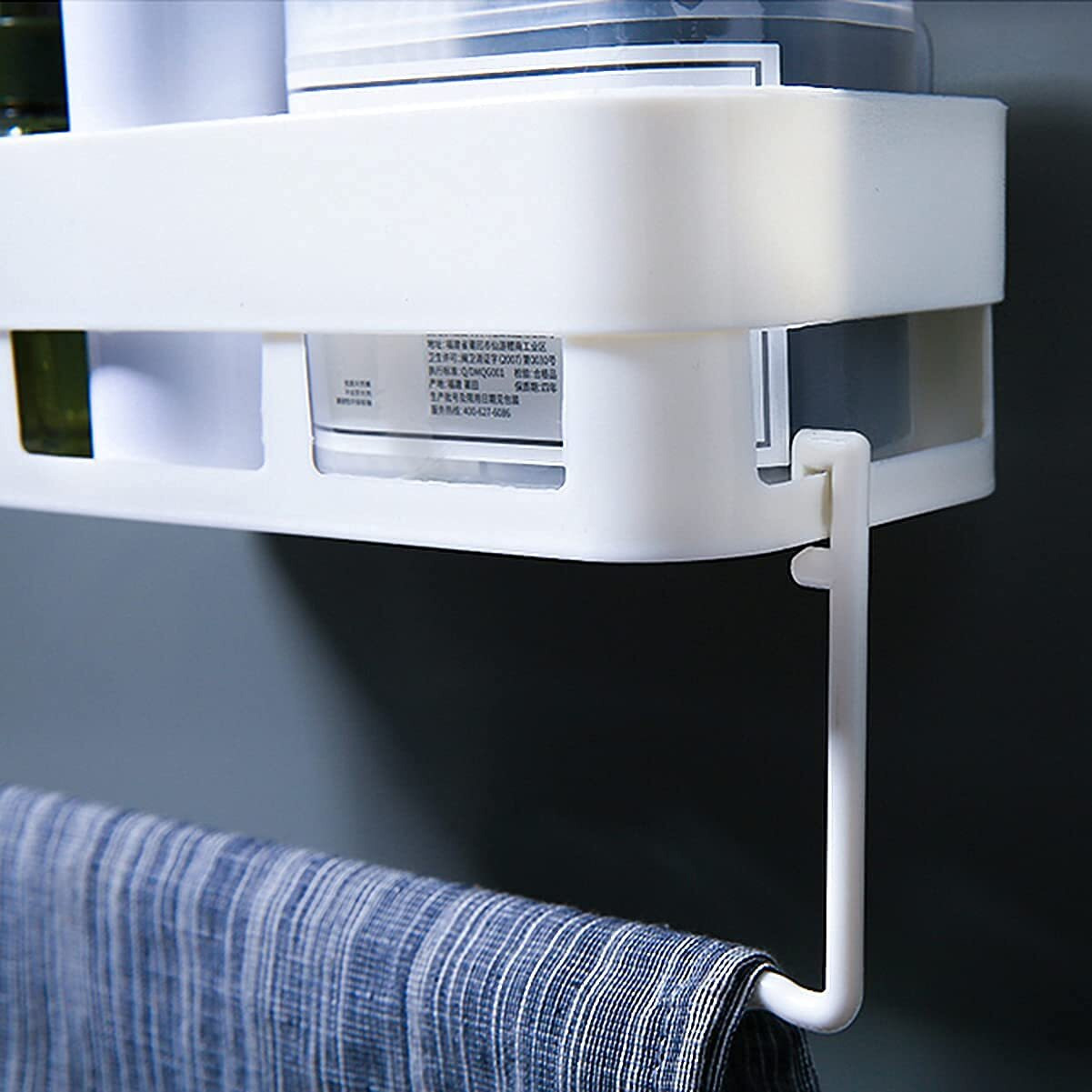 Morivahomes Multipurpose Wall Mount Bathroom Shelf And Rack For Home And Kitchen. Adhesive Sticker Support Without Drilling (2 Bathroom Shelf + 1 Towel Hanger)(Acrylic)