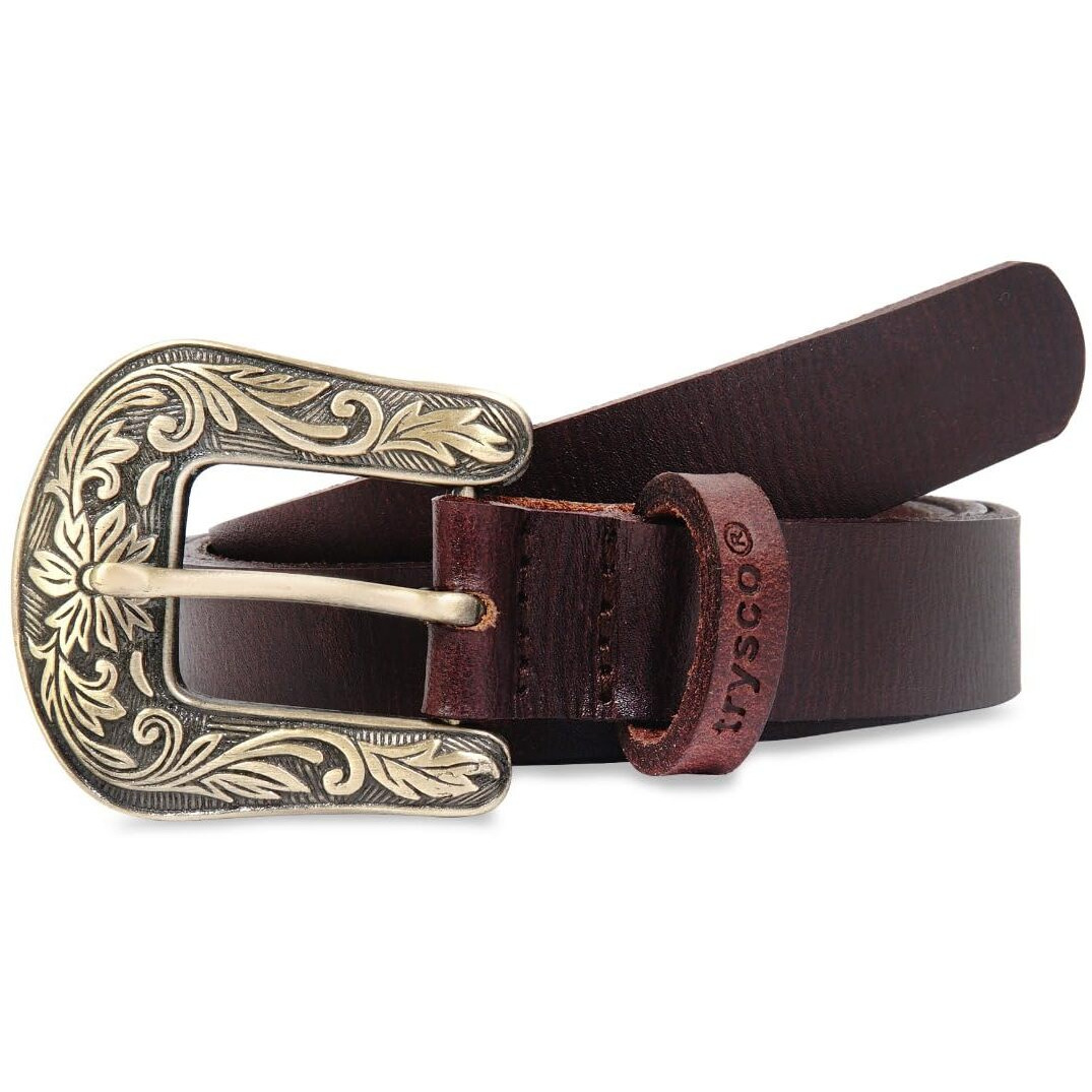 Trysco, Pure Genuine Leather, Girls/Women Multi Purpose Belt (Waist Size -34") (Width 23Mm) (Brown)