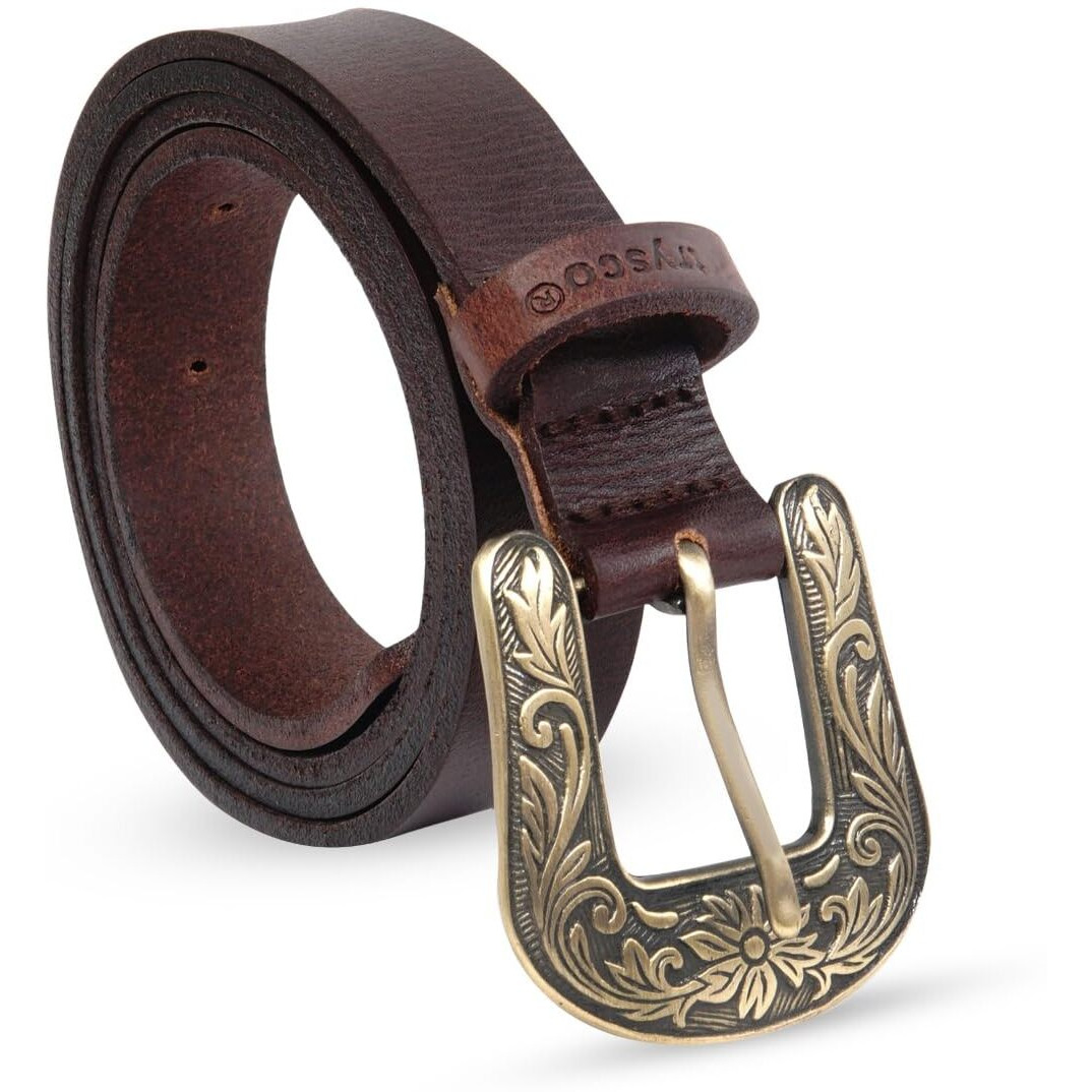 Trysco, Pure Genuine Leather, Girls/Women Multi Purpose Belt (Waist Size -34") (Width 23Mm) (Brown)