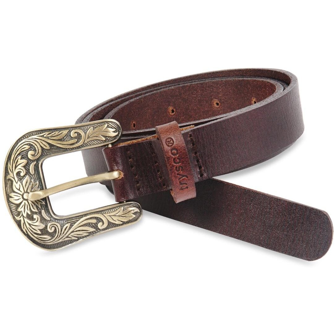 Trysco, Pure Genuine Leather, Girls/Women Multi Purpose Belt (Waist Size -34") (Width 23Mm) (Brown)
