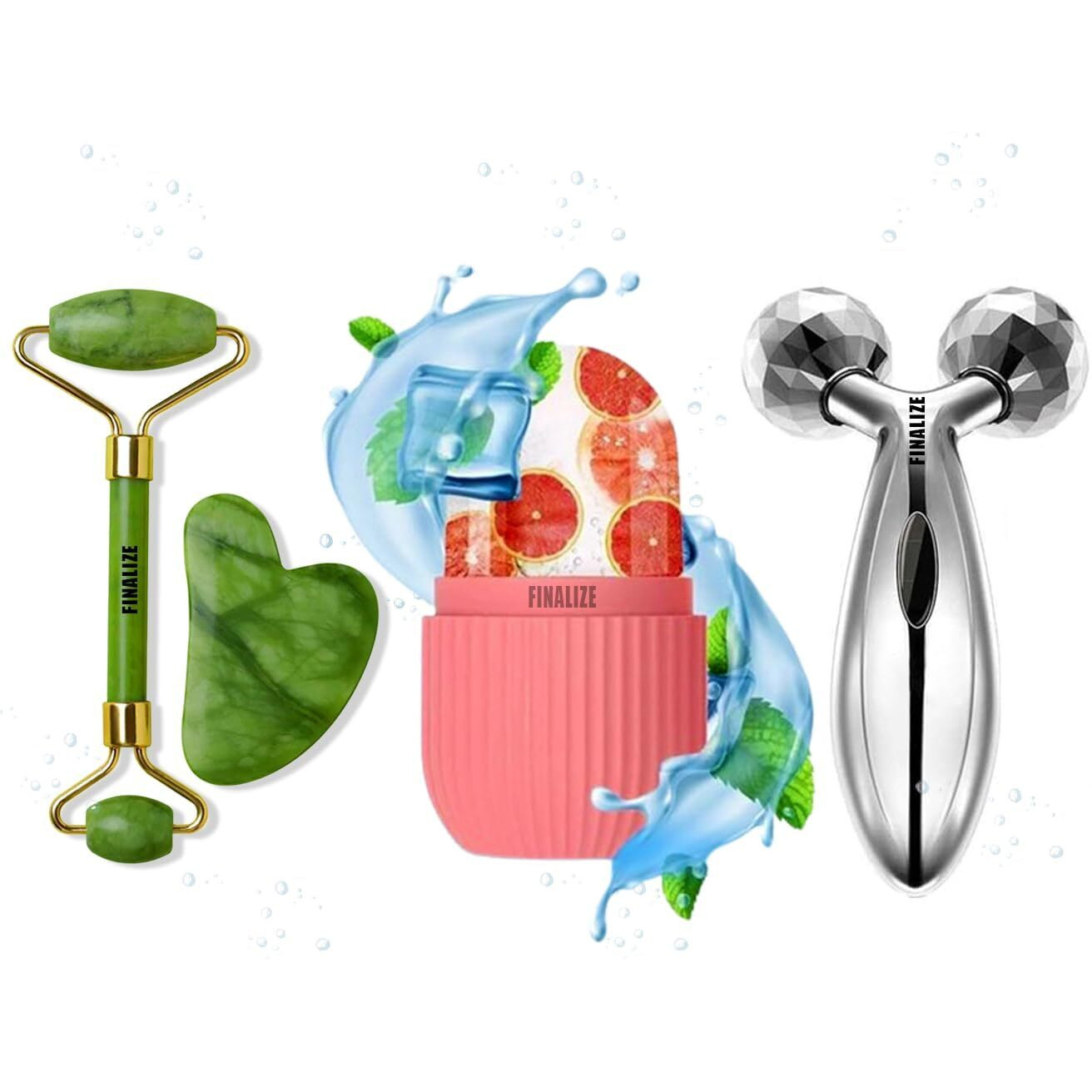 Finalize 3D Manual Roller Face Body Massager With Face Stone Roller Massager With Ice Roller For Face, Ice Face Roller Silicone Facial Cube, Ice Cube Massager Face, Jade Roller And 3D Massager Roller Set Facial Combo Face And Body Massager -Ice Roller With