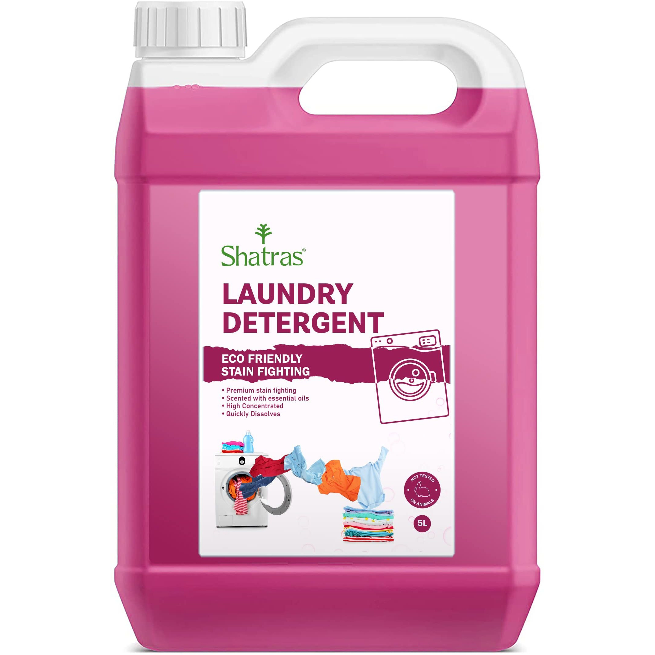 Shatras Liquid Detergent 5 Liter | Laundry Liquid For Fabric Care | Suitable For Top-Load And Front Load Machine And Hand Wash | Concentrated Laundry Detergent (5 Liters)