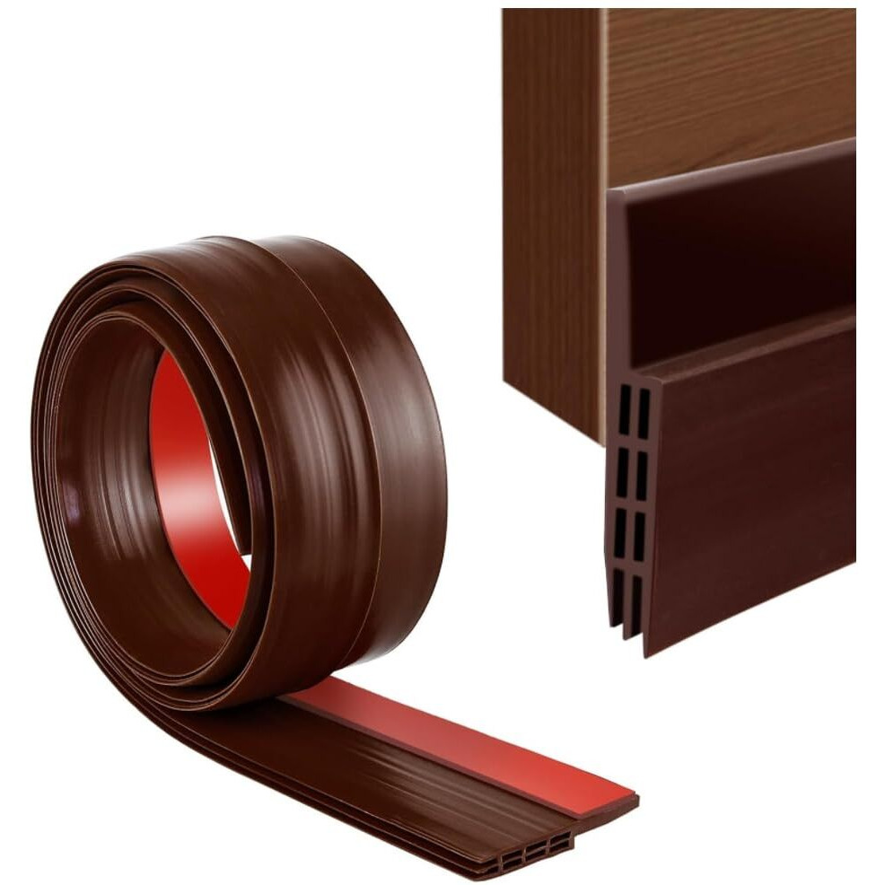 Gaxquly Self-Adhesive Silicon Door/Window Shield Tape Door Bottom Sealing Strip Weather Stripping Door Seal Strip For Air Gap Cockroach Insect Bugs Draft Stopper Waterproof And Soundproof (1 M, Brown)